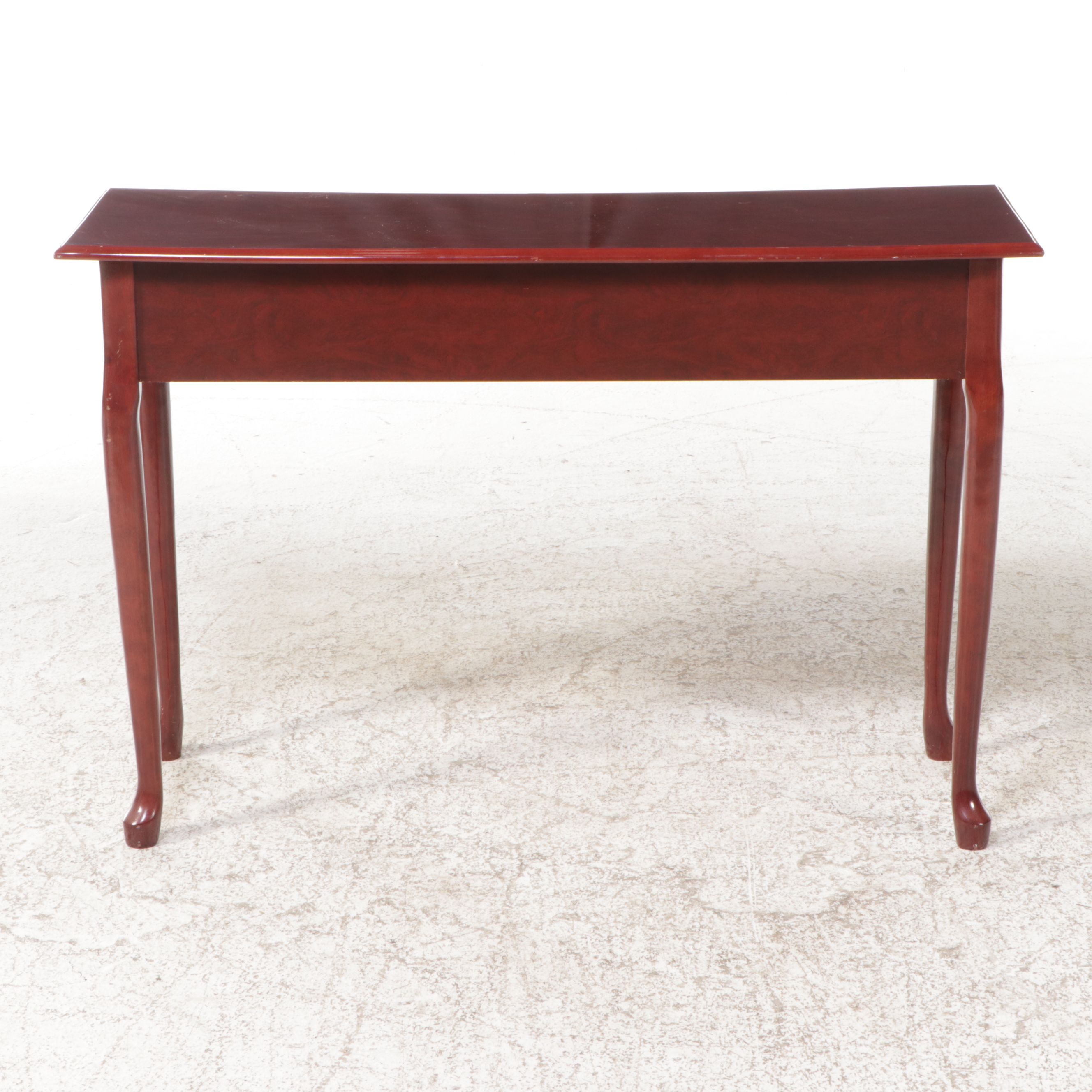 Queen Anne Style Two-Drawer Mahogany Console Table