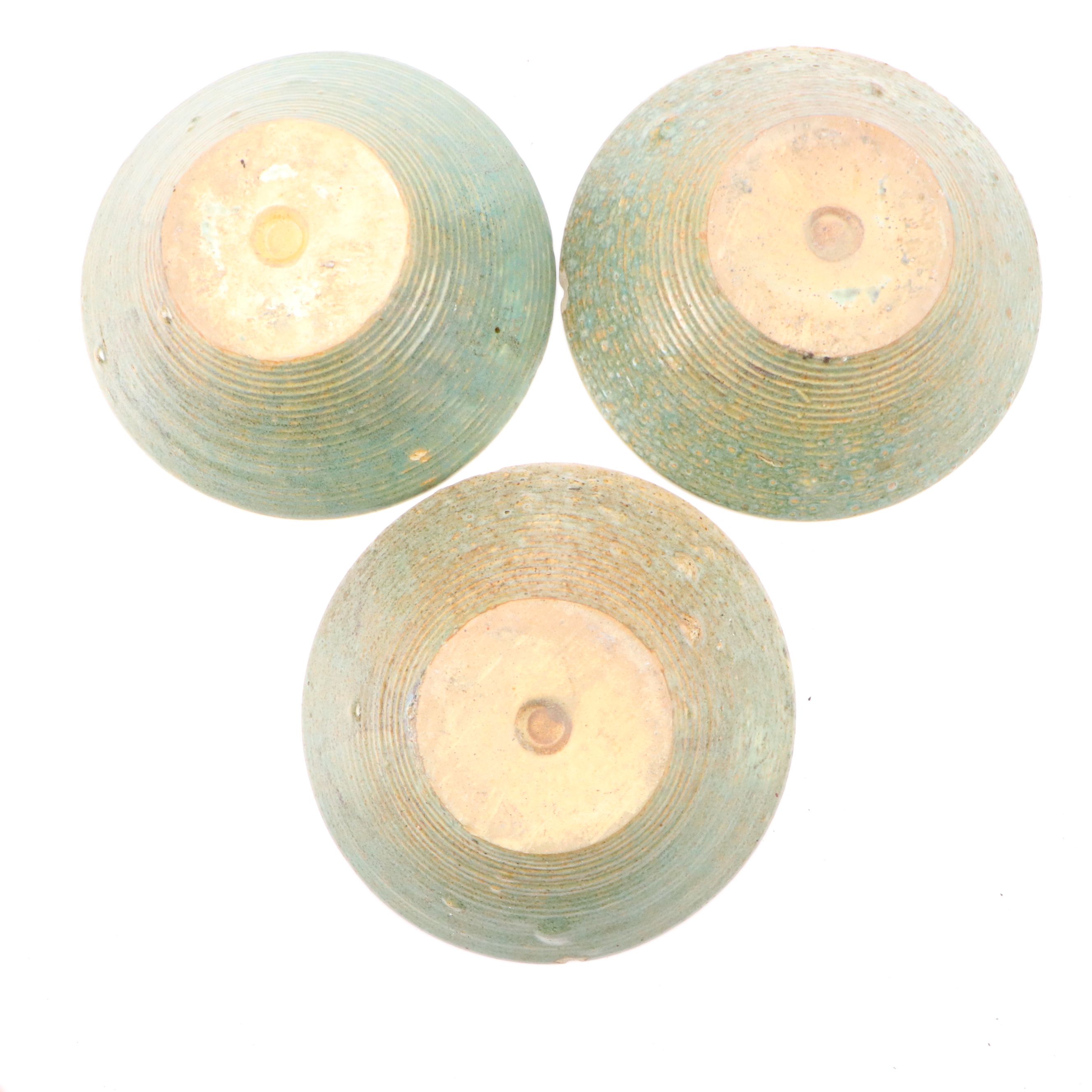 Earthenware Studio Pottery Jardinière with Ribbed Bowls and Other Plates