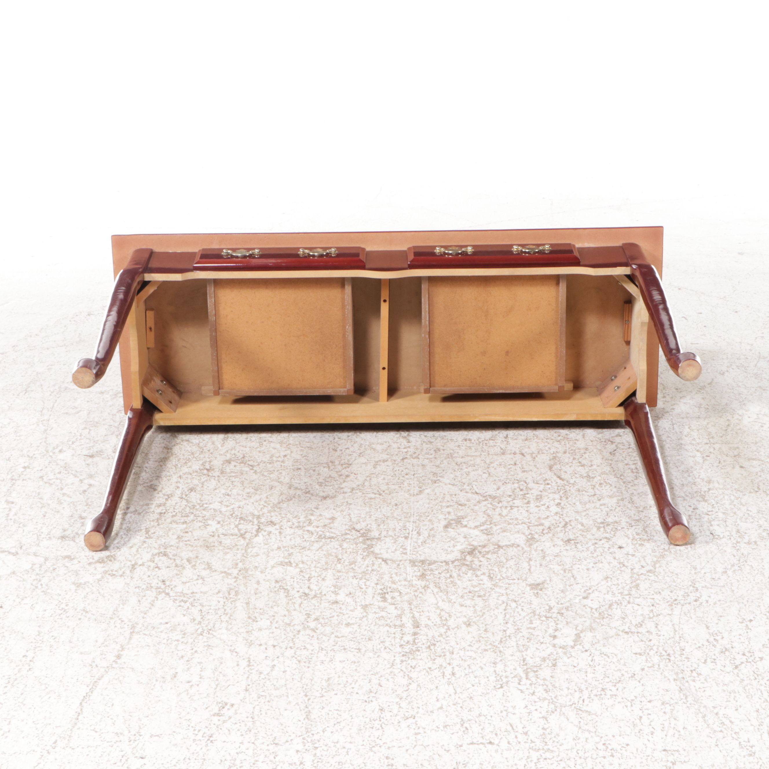 Queen Anne Style Two-Drawer Mahogany Console Table