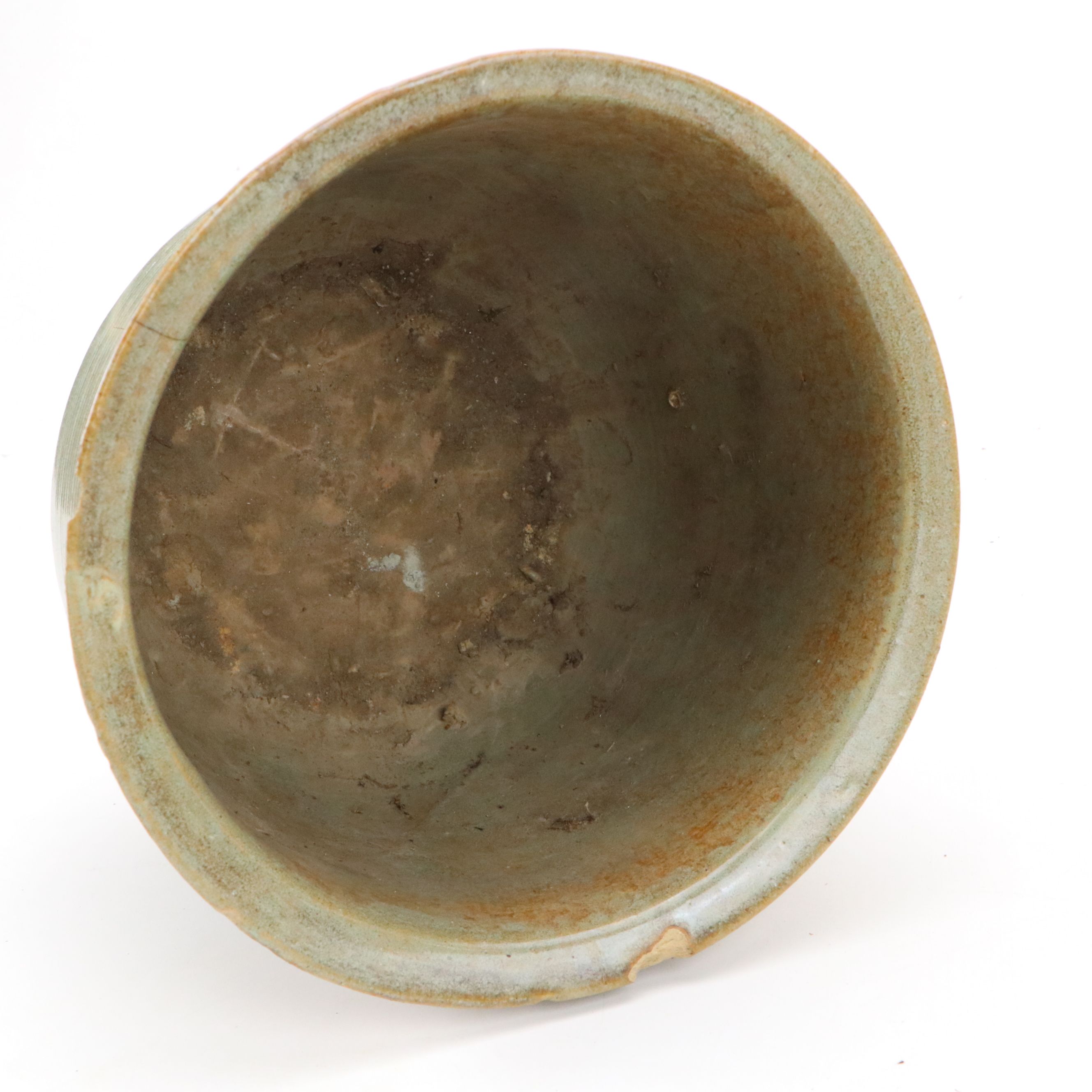 Earthenware Studio Pottery Jardinière with Ribbed Bowls and Other Plates