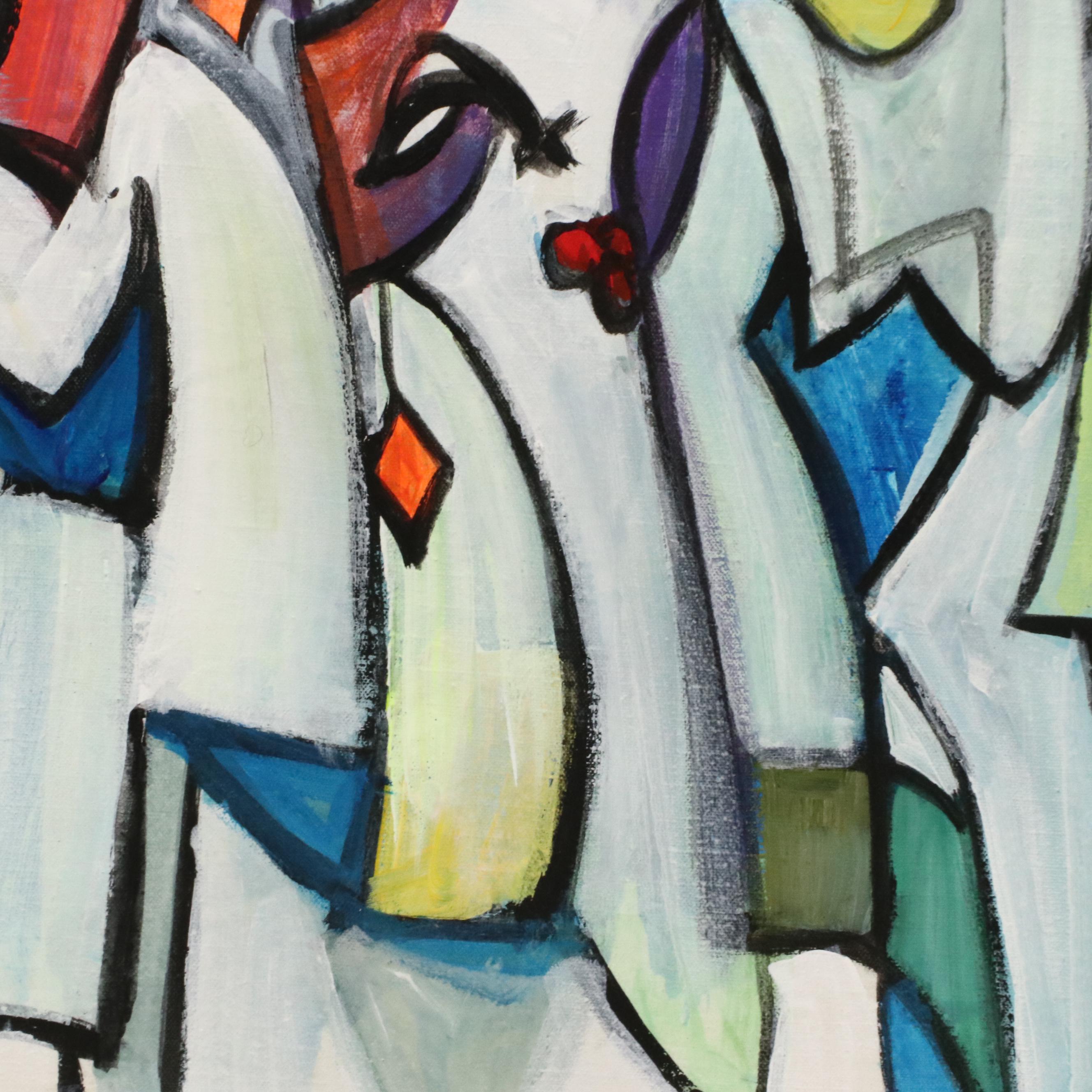 Evuarherhe Ufuoma Stylized Acrylic Painting "Celebration," 2022