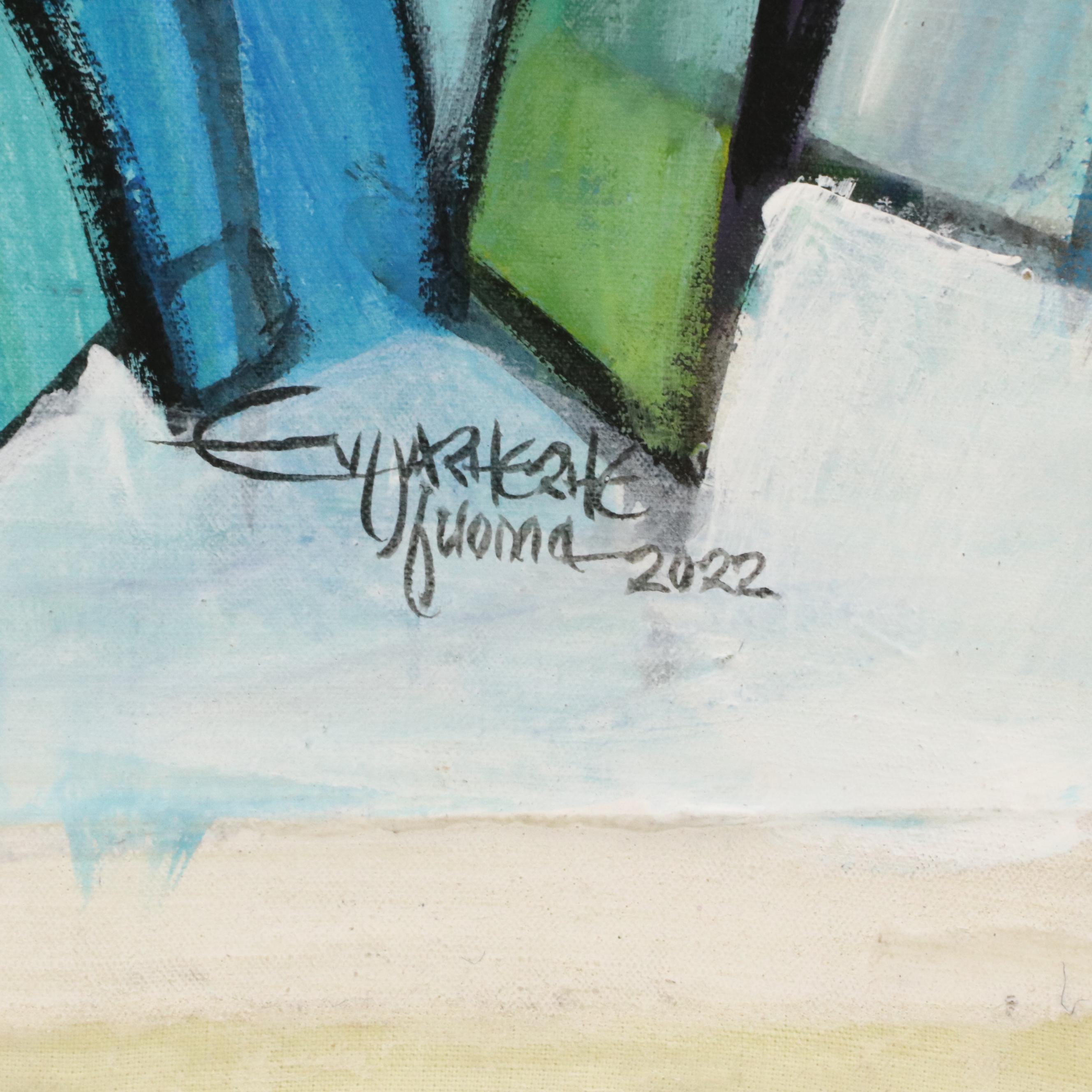 Evuarherhe Ufuoma Stylized Acrylic Painting "Celebration," 2022