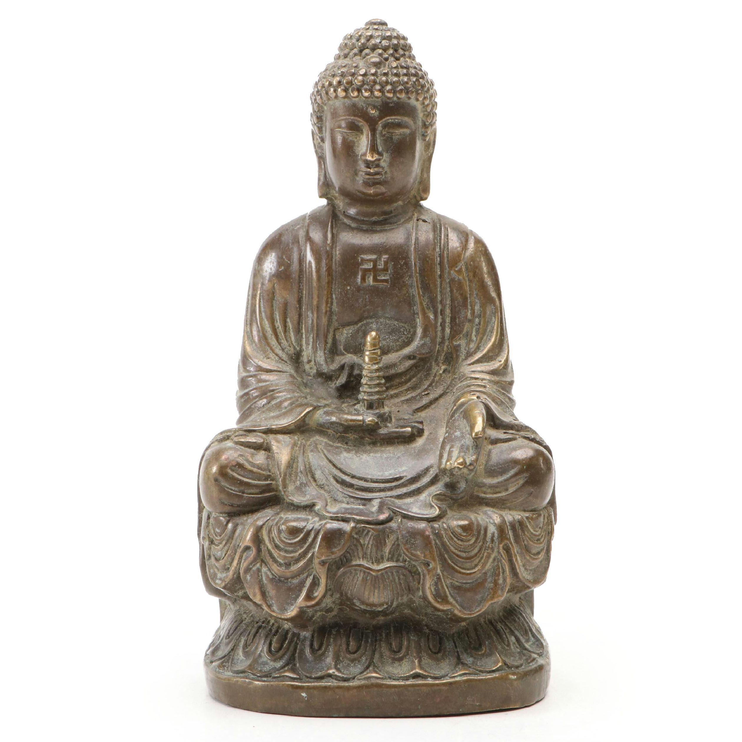 Tibetan Bronze Tathagata Buddha Figurine