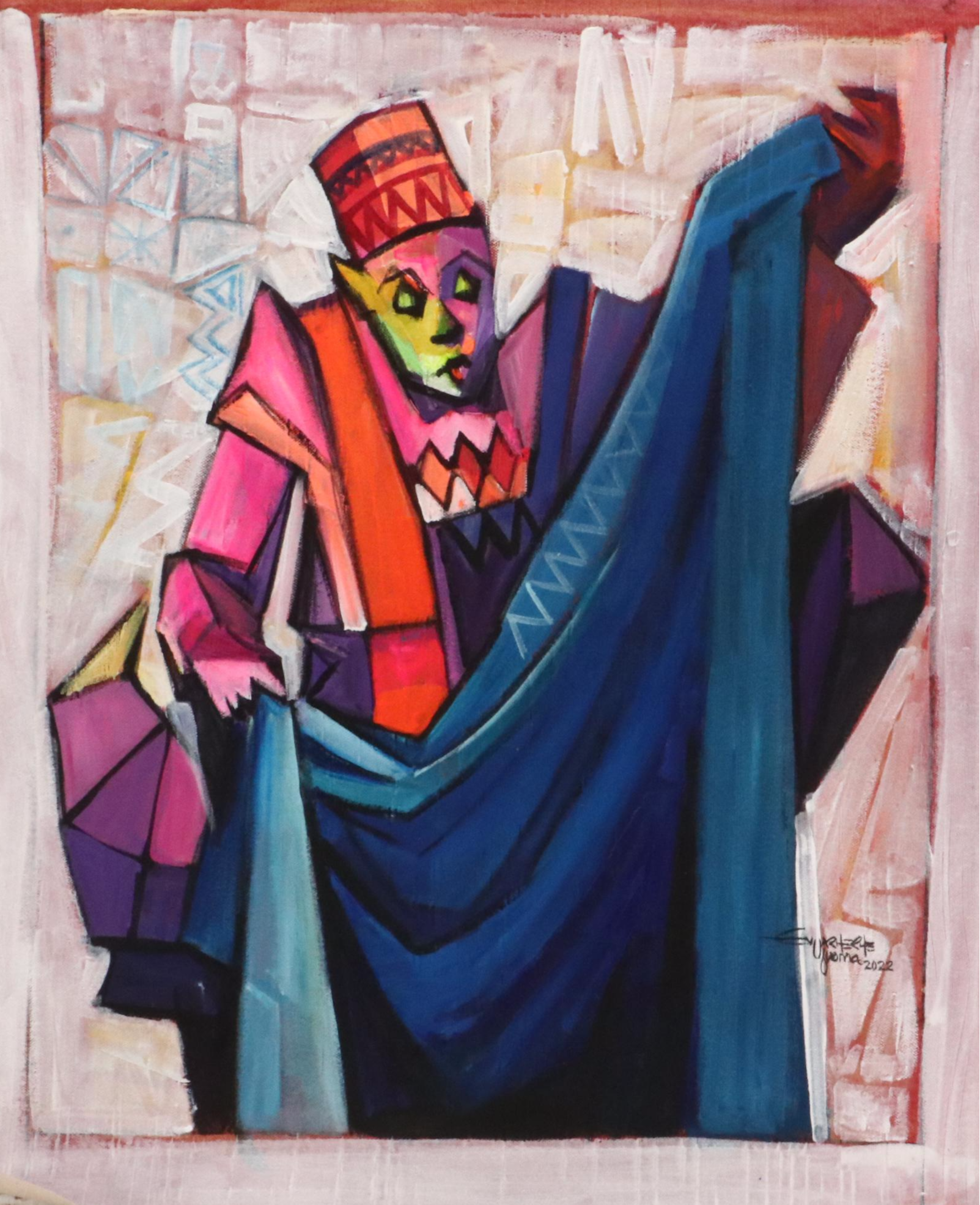 Evuarherhe Ufuoma Stylized Acrylic Painting "Culture," 2022