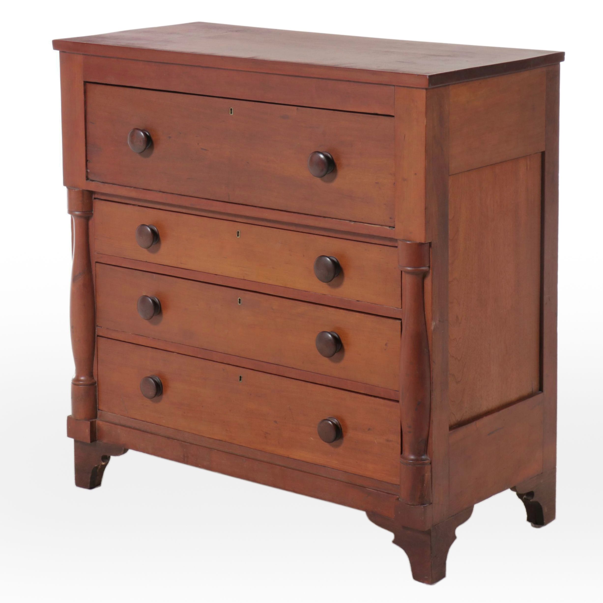 American Empire Cherry Four-Drawer Chest, 19th Century