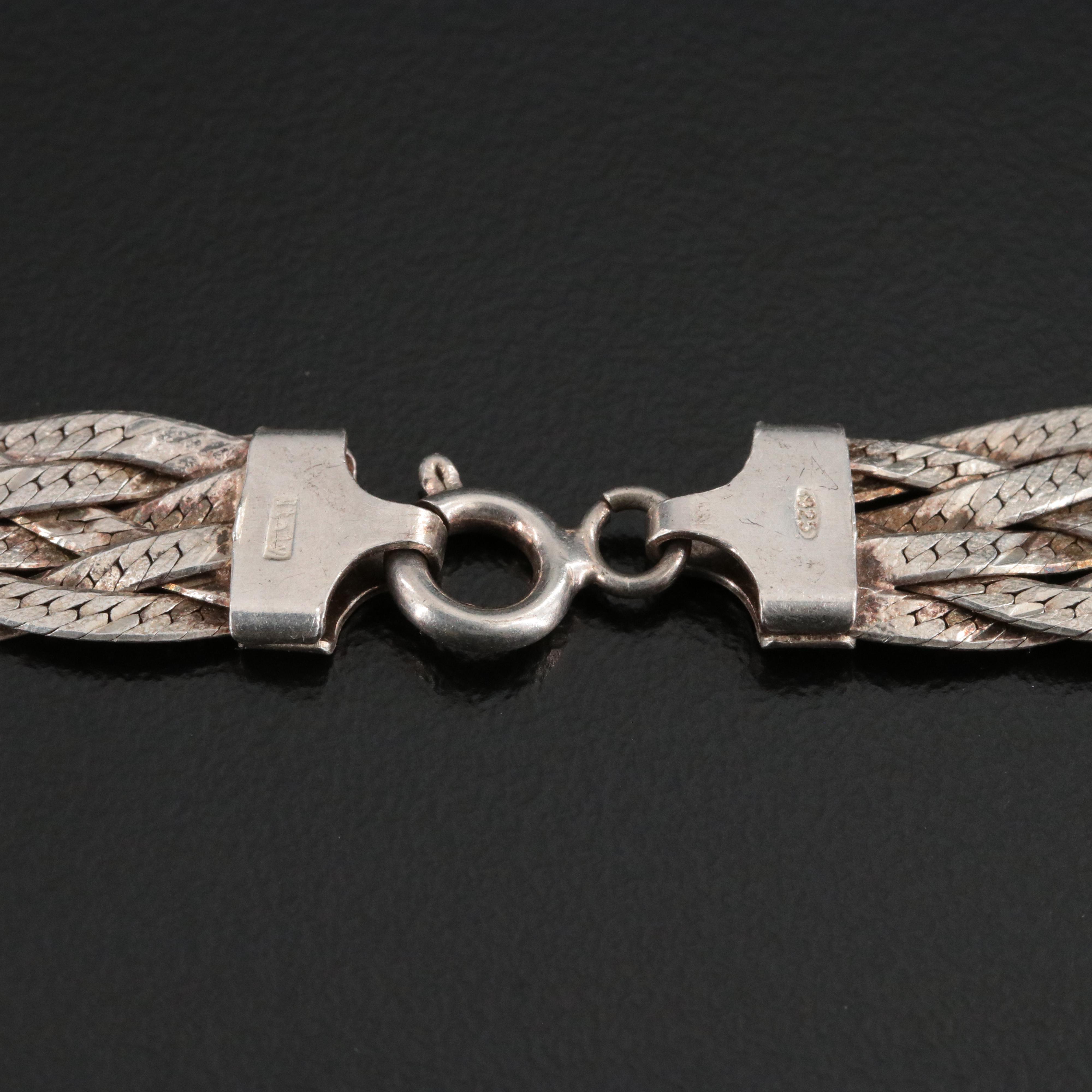 Sterling Braided Herringbone Chain Necklace