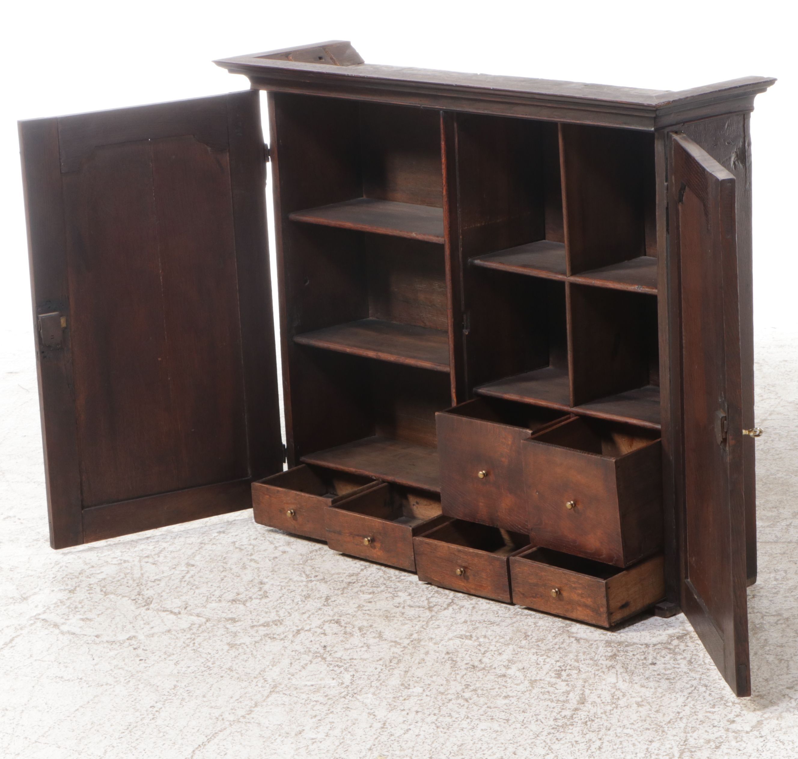 Antique Georgian Style Oak Slant-Front Secretary Desk