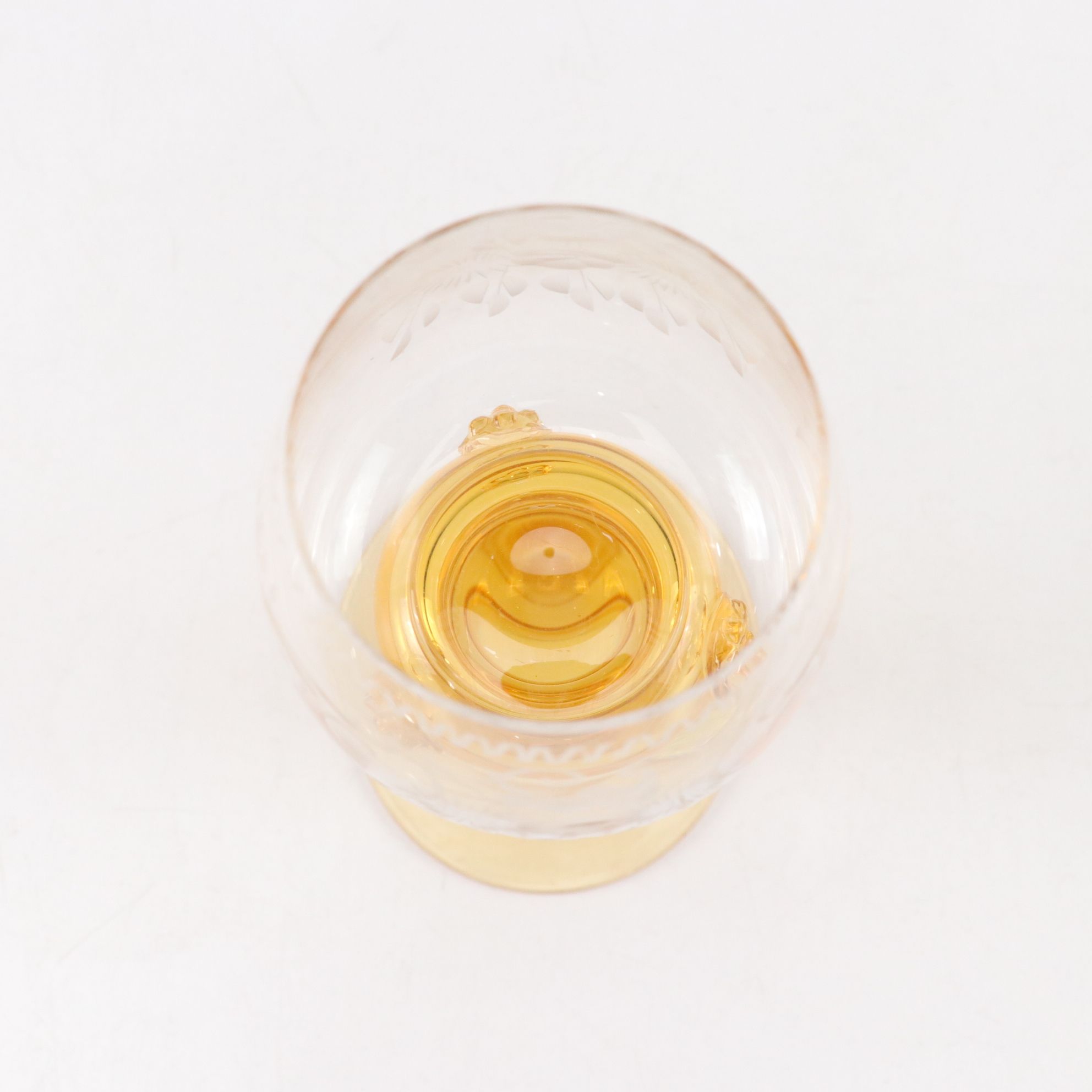 Theresienthal Etched Blown Glass Dessert & Wine Glasses