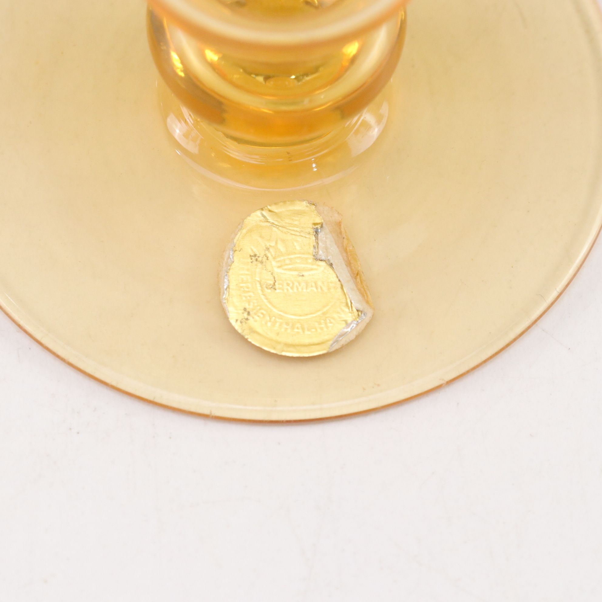 Theresienthal Etched Blown Glass Dessert & Wine Glasses