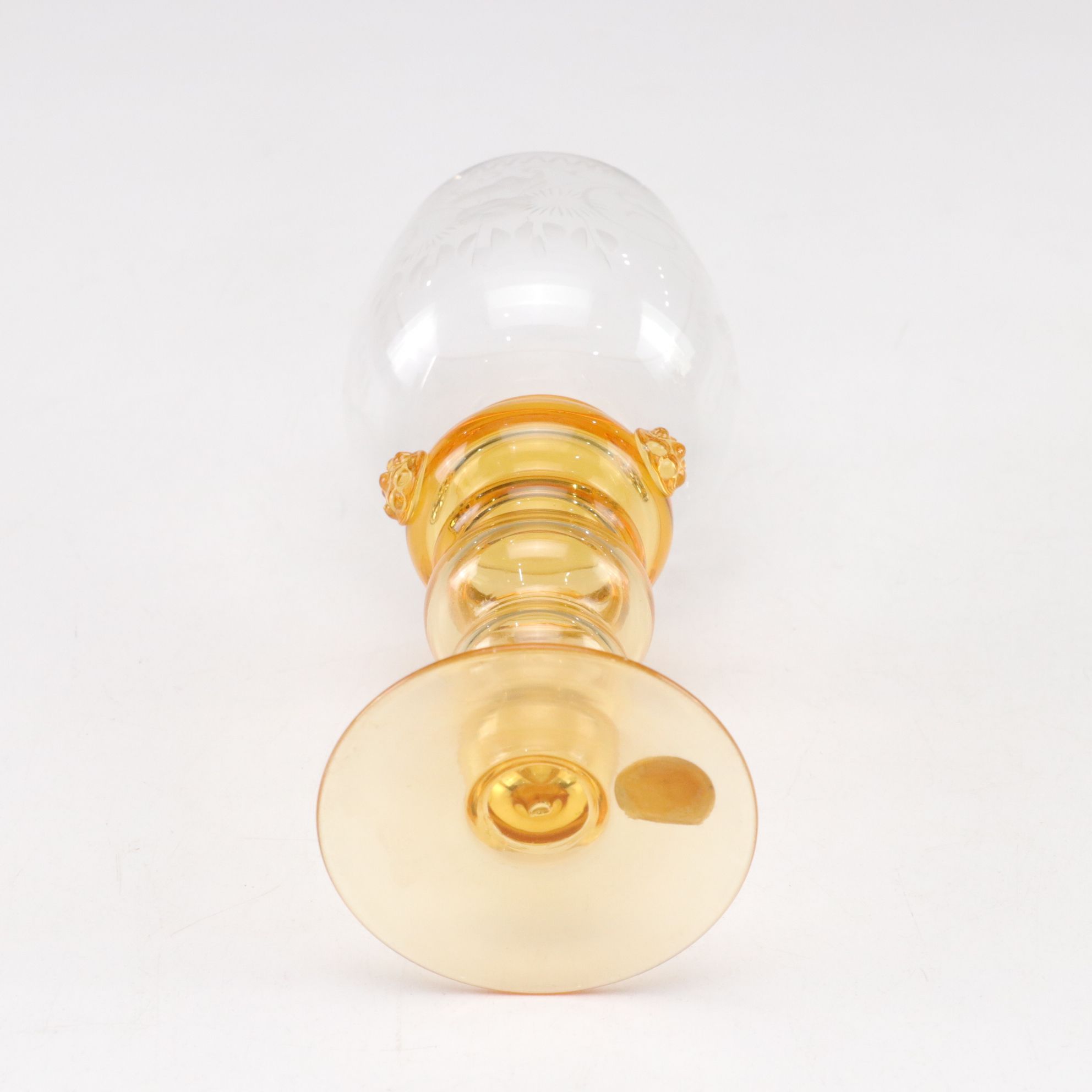 Theresienthal Etched Blown Glass Dessert & Wine Glasses