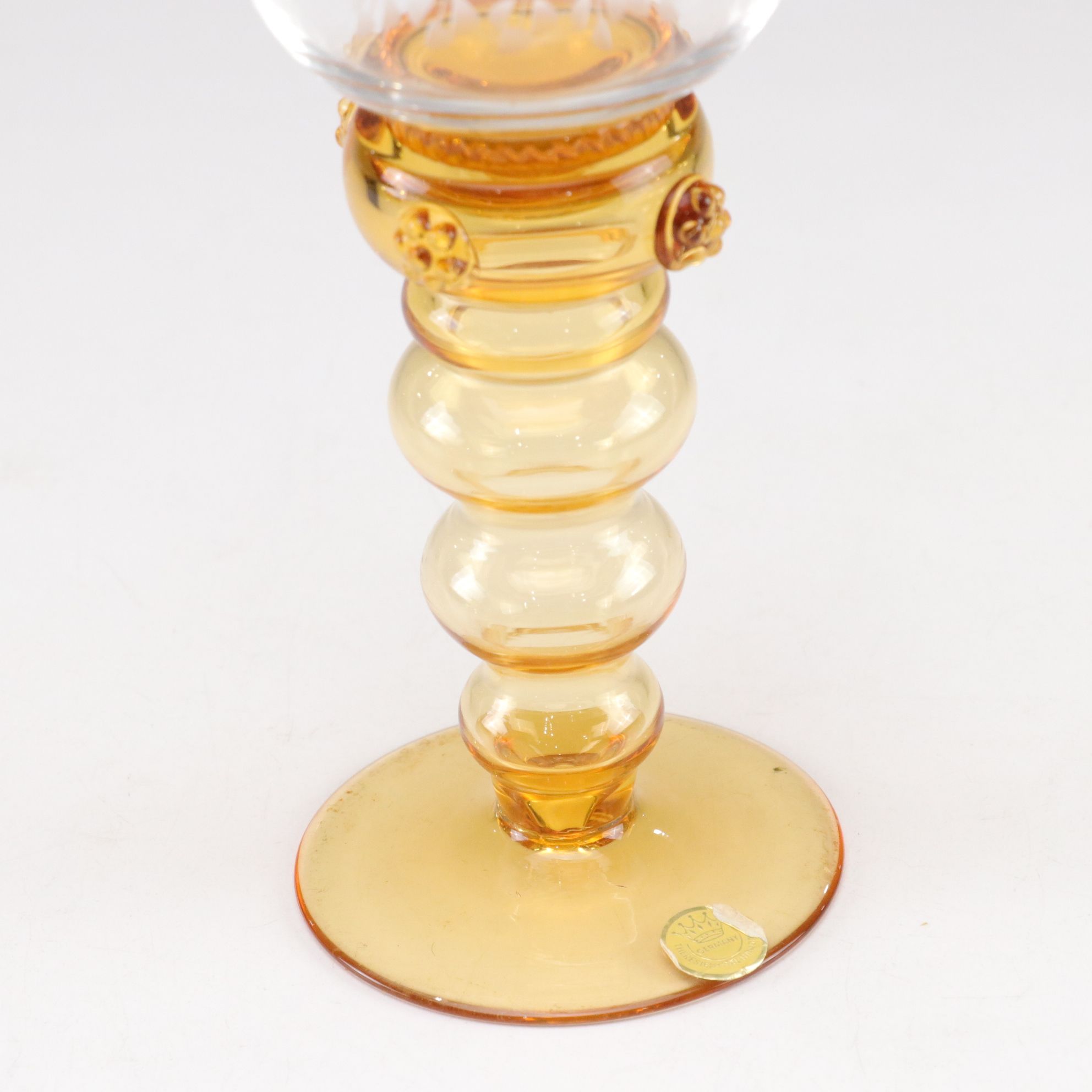 Theresienthal Etched Blown Glass Dessert & Wine Glasses