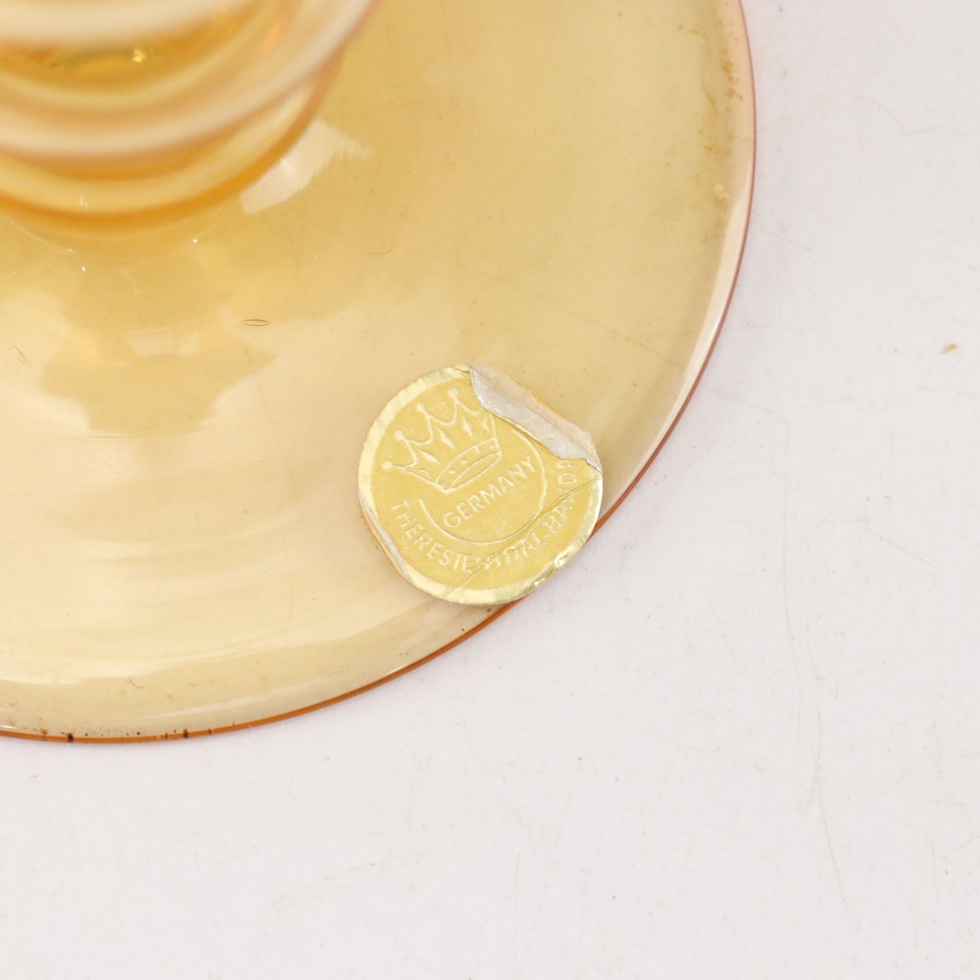 Theresienthal Etched Blown Glass Dessert & Wine Glasses