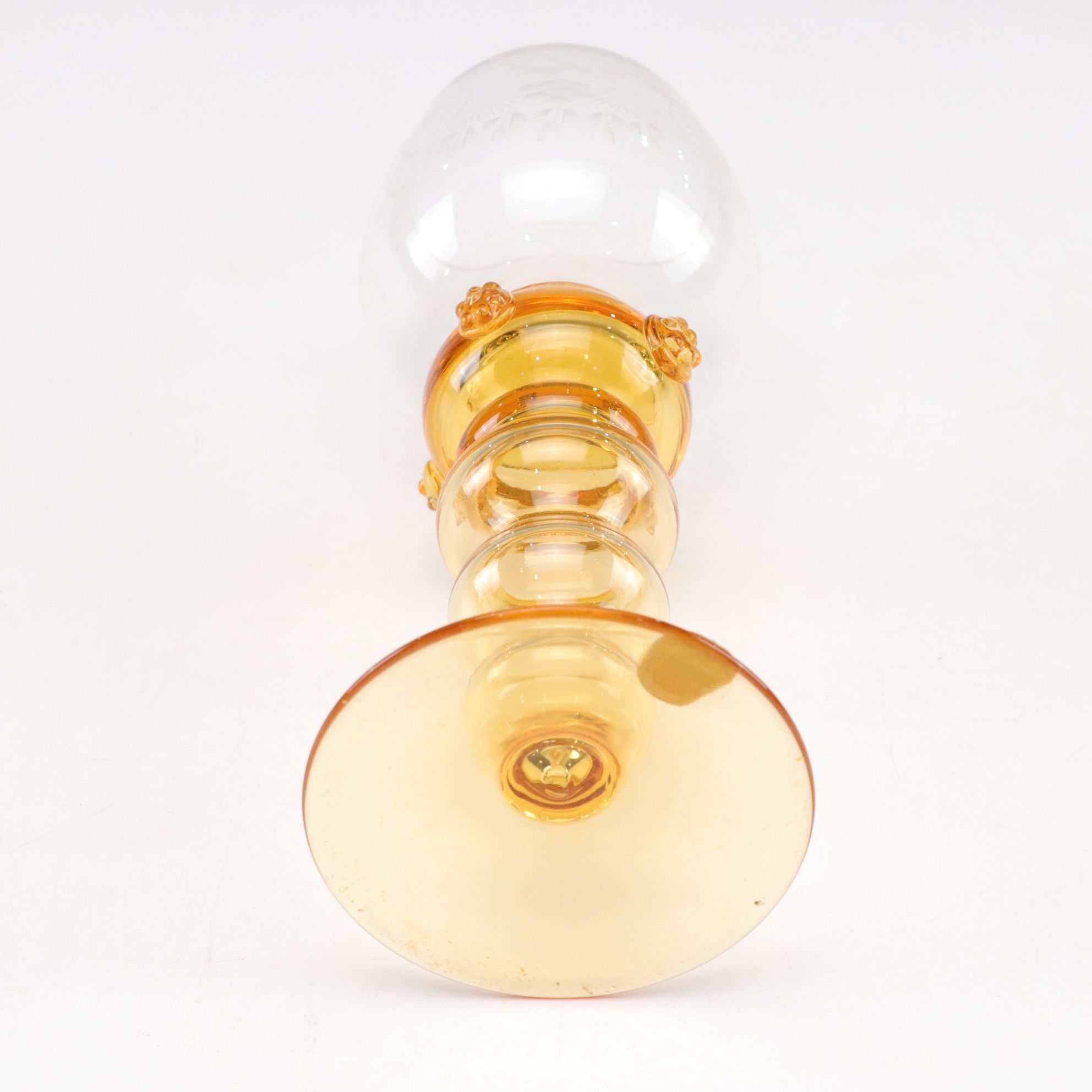 Theresienthal Etched Blown Glass Dessert & Wine Glasses