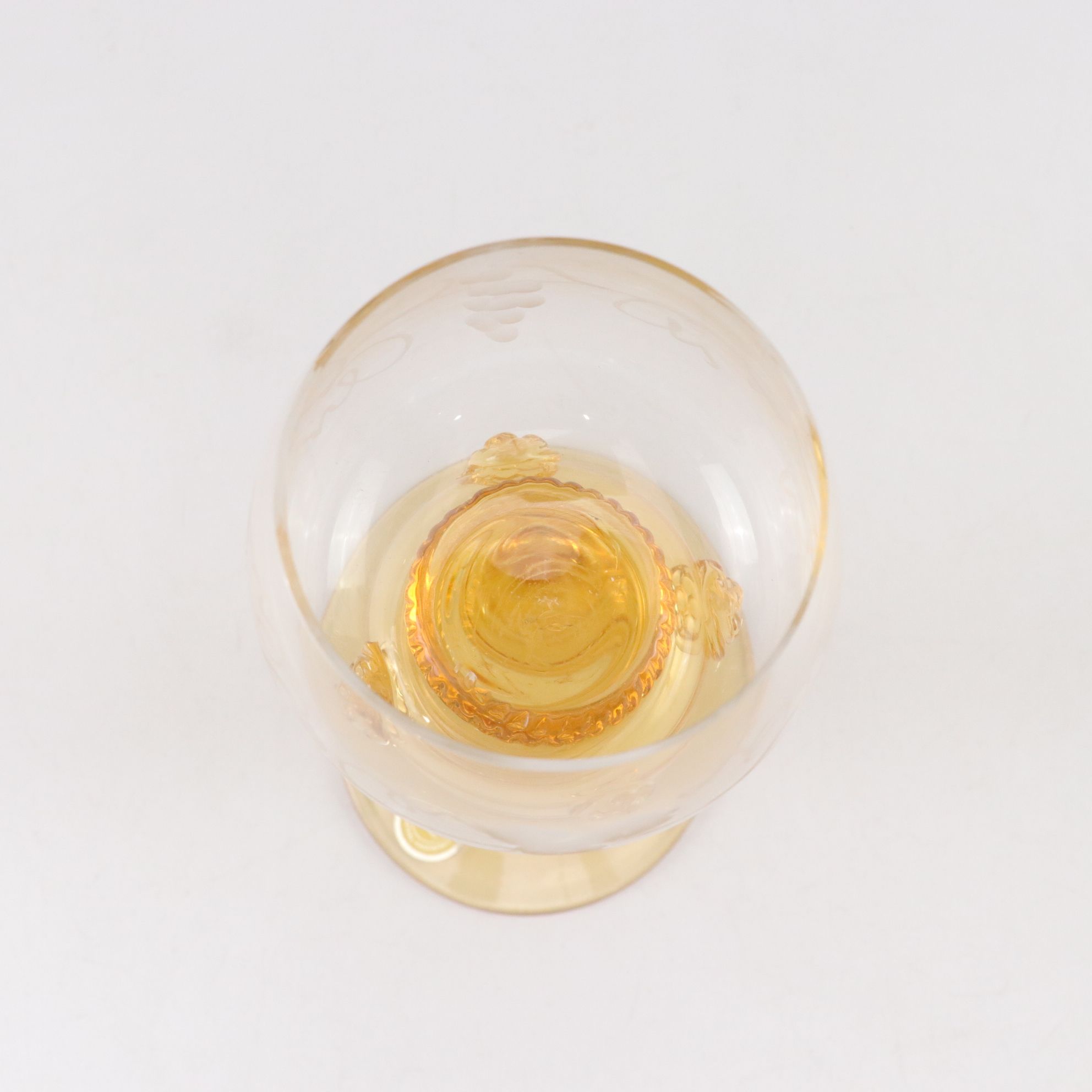 Theresienthal Etched Blown Glass Dessert & Wine Glasses