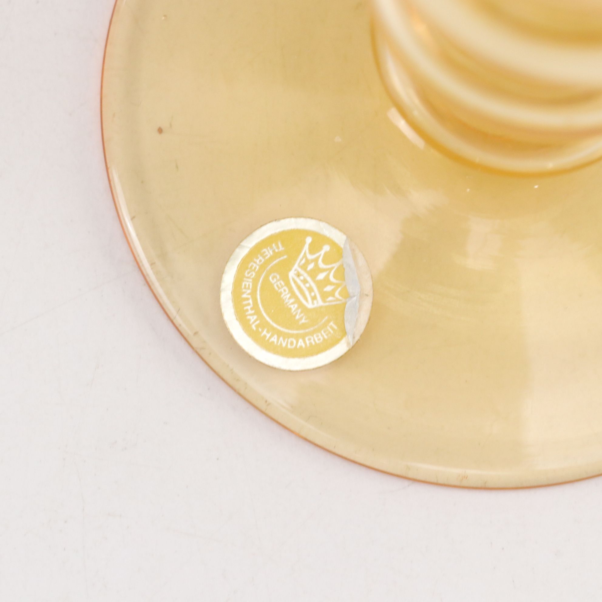 Theresienthal Etched Blown Glass Dessert & Wine Glasses