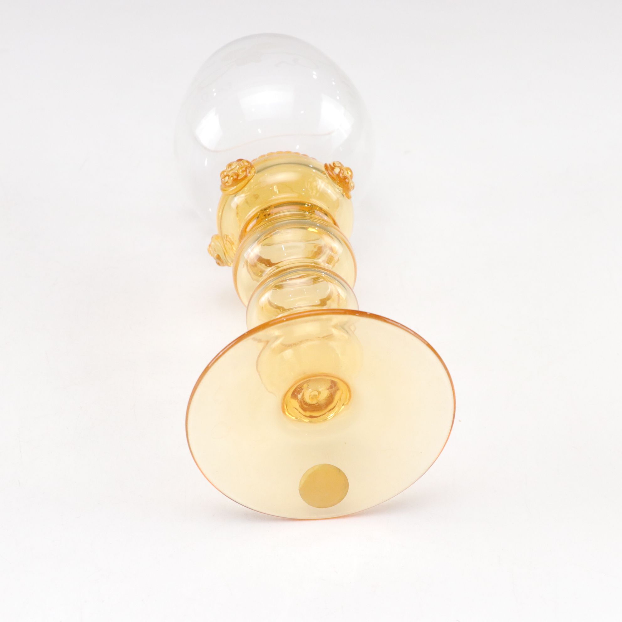 Theresienthal Etched Blown Glass Dessert & Wine Glasses