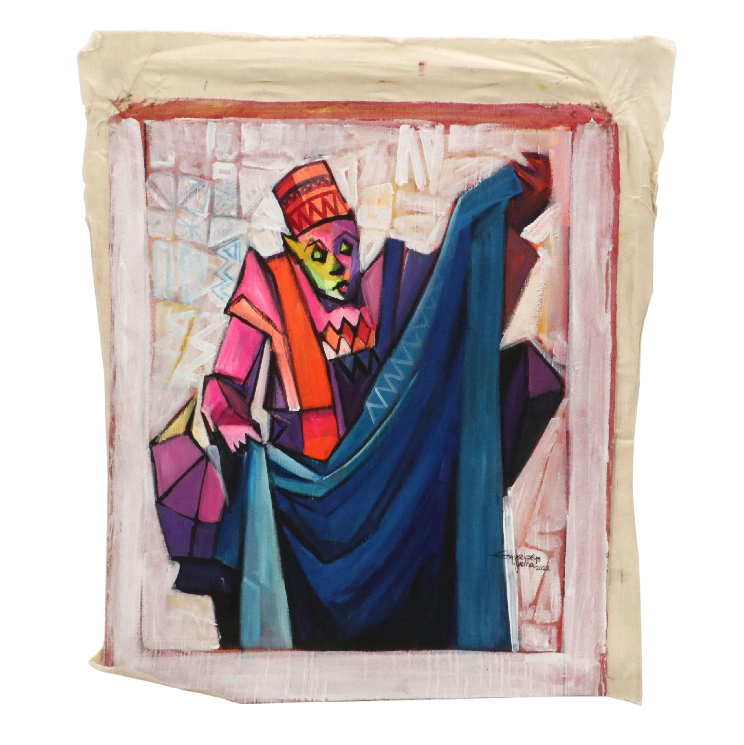 Evuarherhe Ufuoma Stylized Acrylic Painting "Culture," 2022