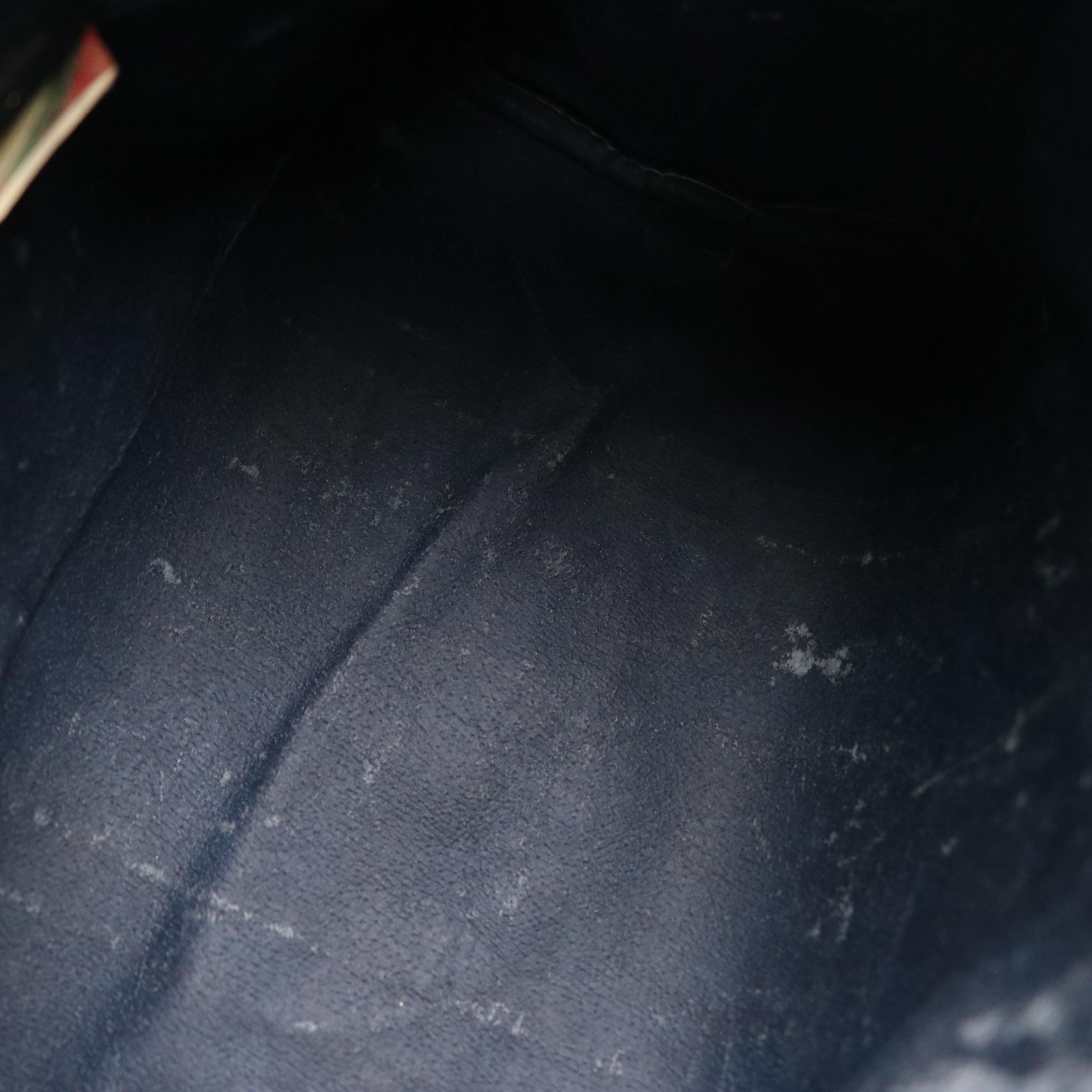 Gucci Accessory Collection Boston Bag in Navy Blue GG Supreme Canvas & Leather