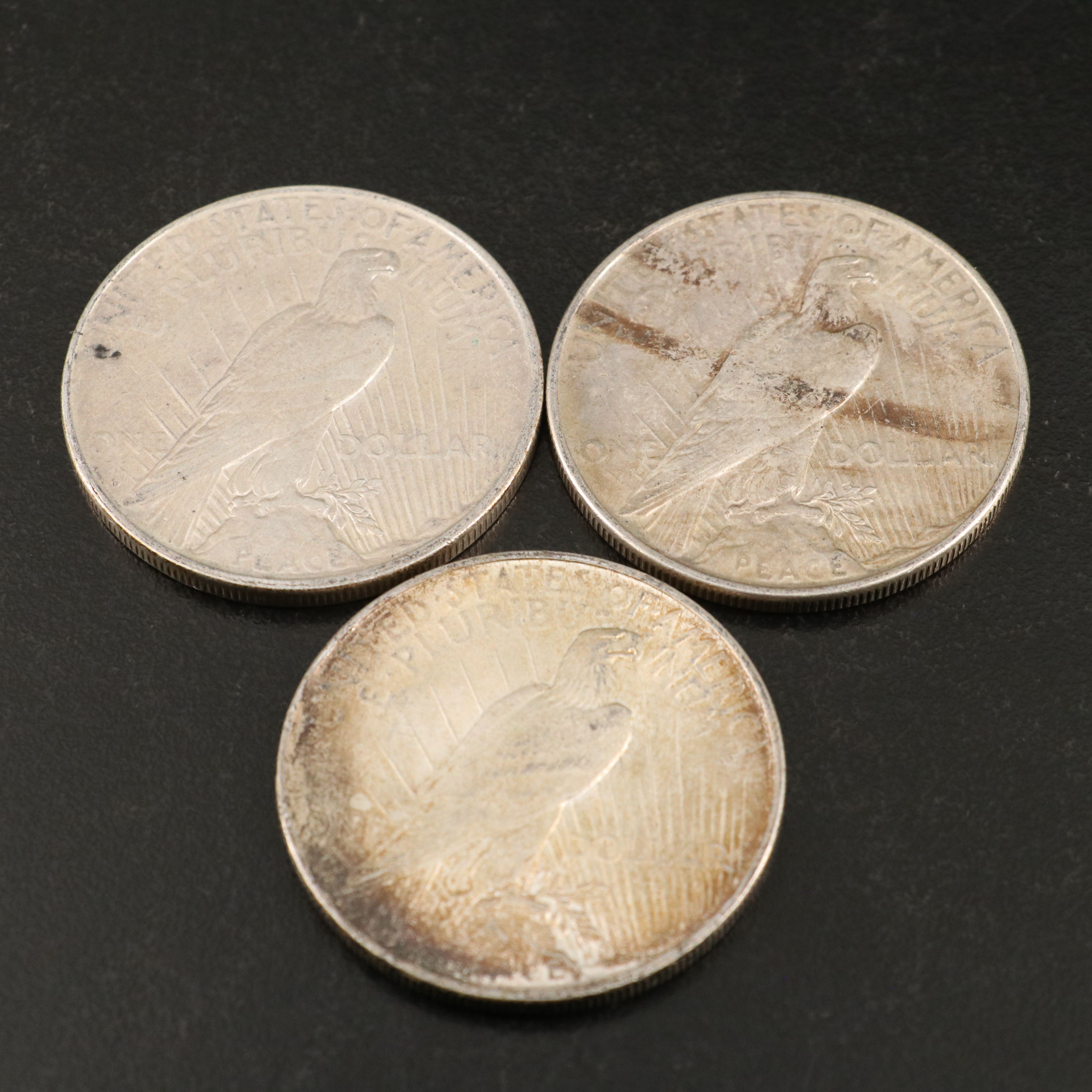 Eleven Peace Silver Dollars