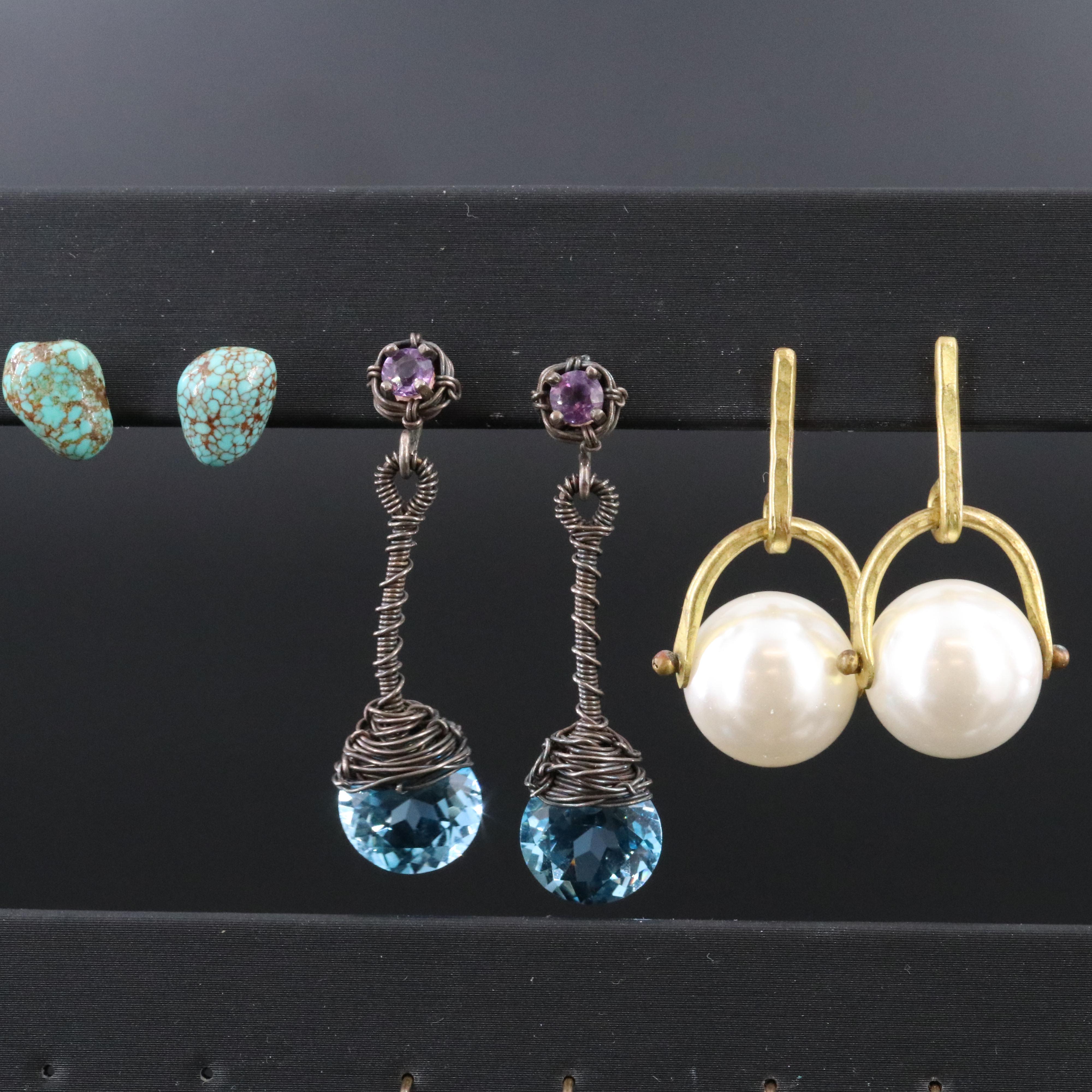 Earring Collection Featuring Sterling, Gold-Filled, Turquoise and Chalcedony