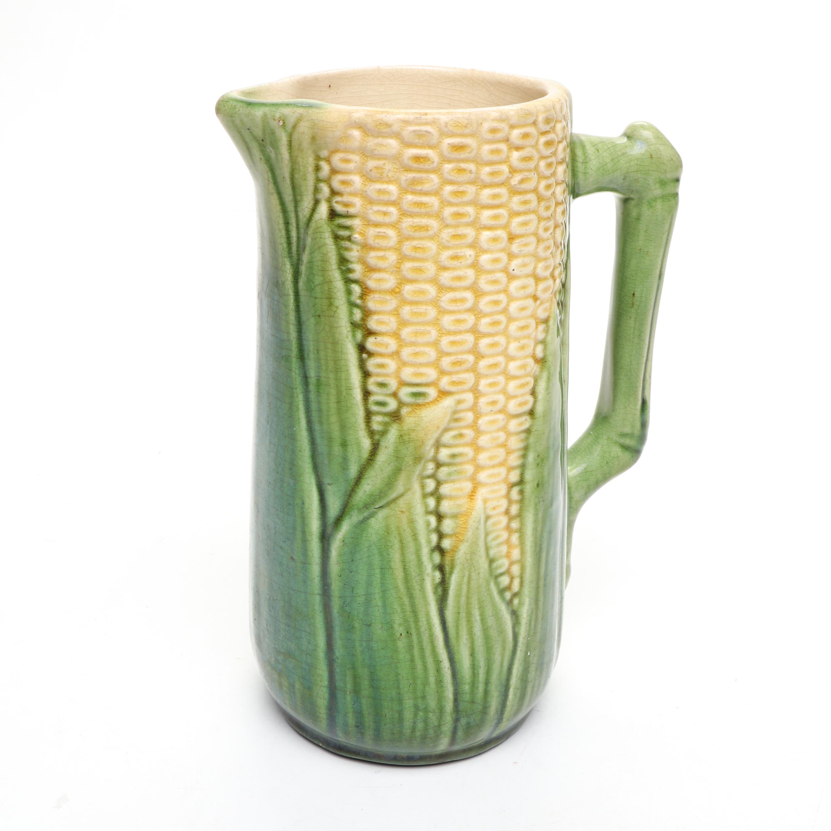 McCoy Majolica Tankard and Corn King Pitcher, Early to Mid-20th Century