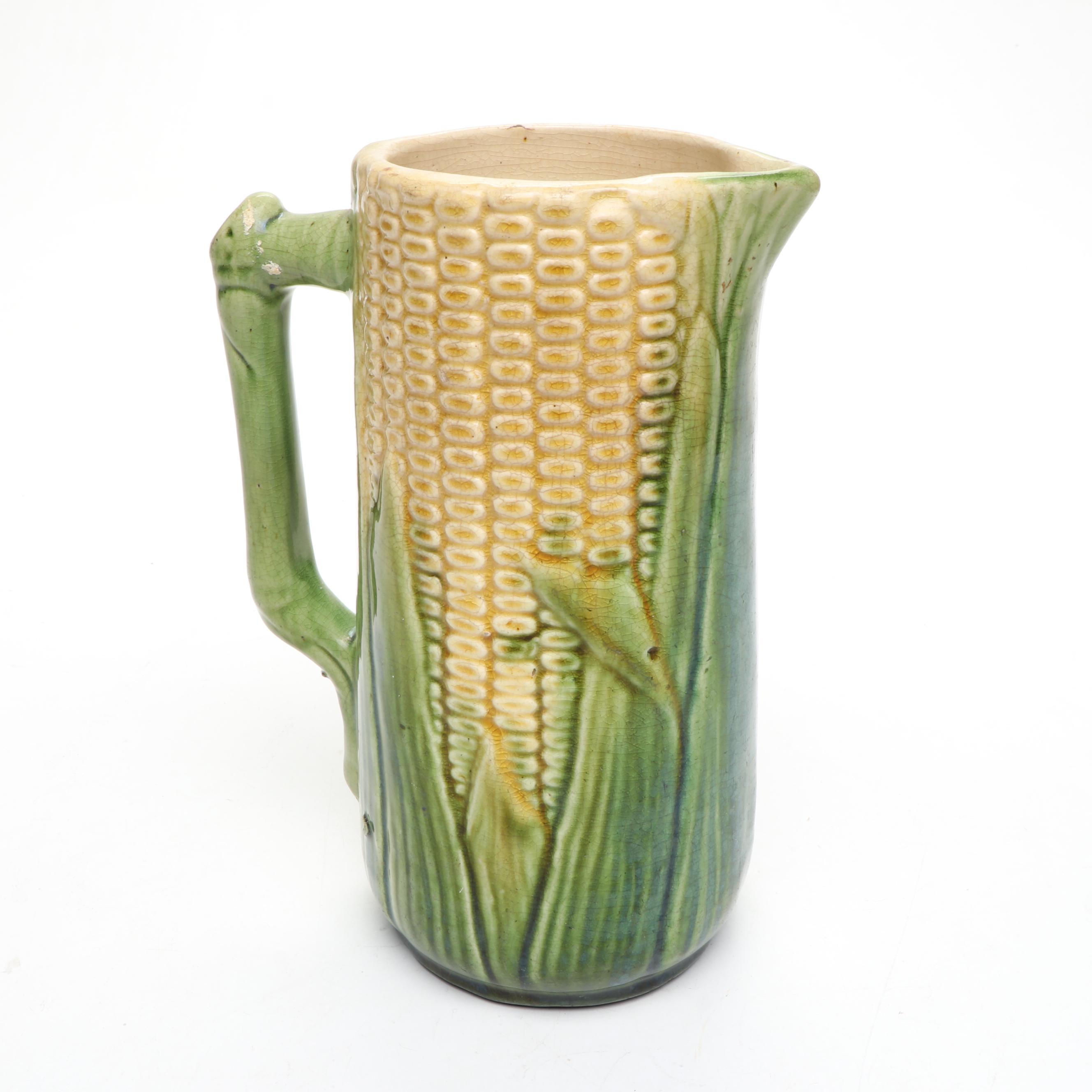 McCoy Majolica Tankard and Corn King Pitcher, Early to Mid-20th Century
