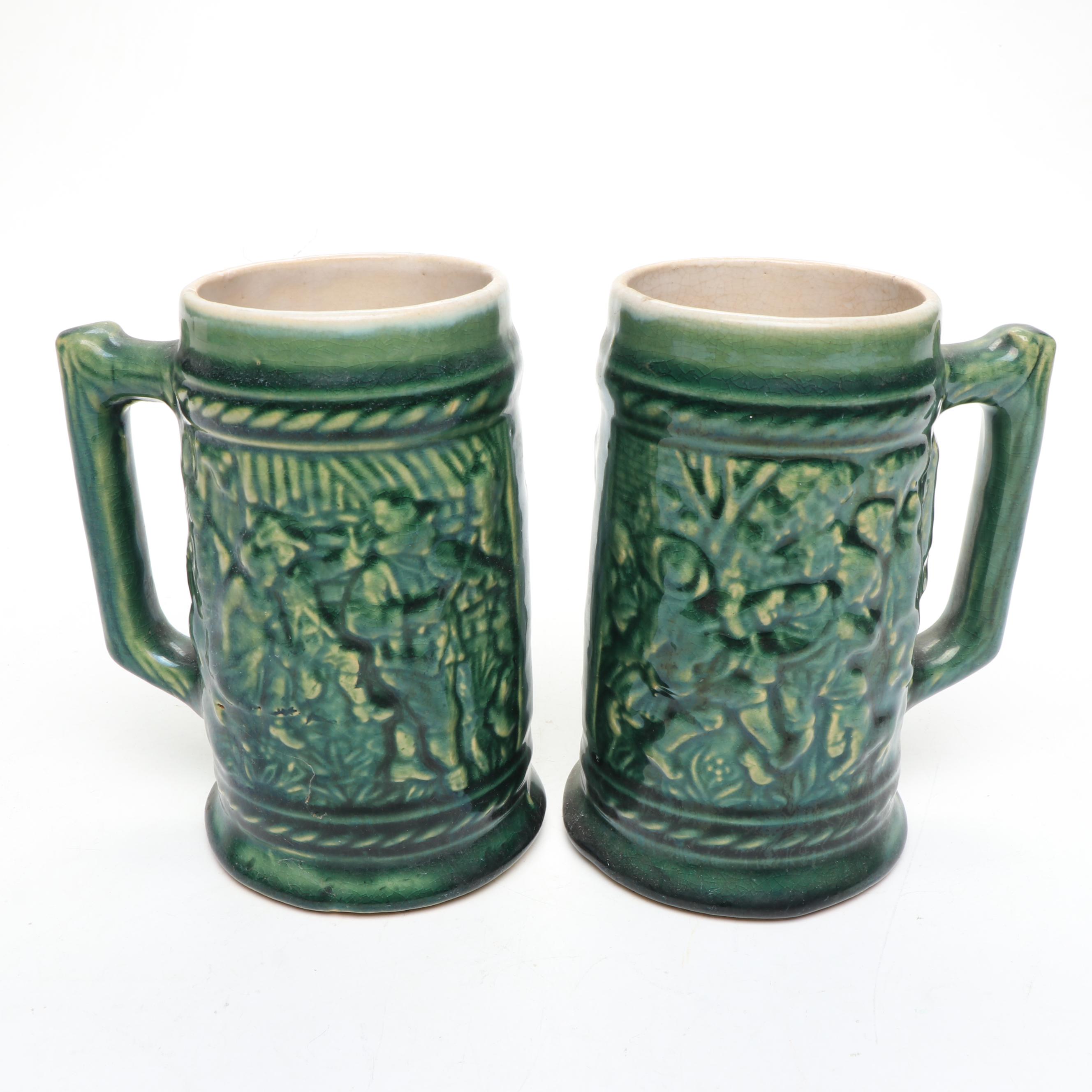 McCoy Majolica Tankard and Corn King Pitcher, Early to Mid-20th Century