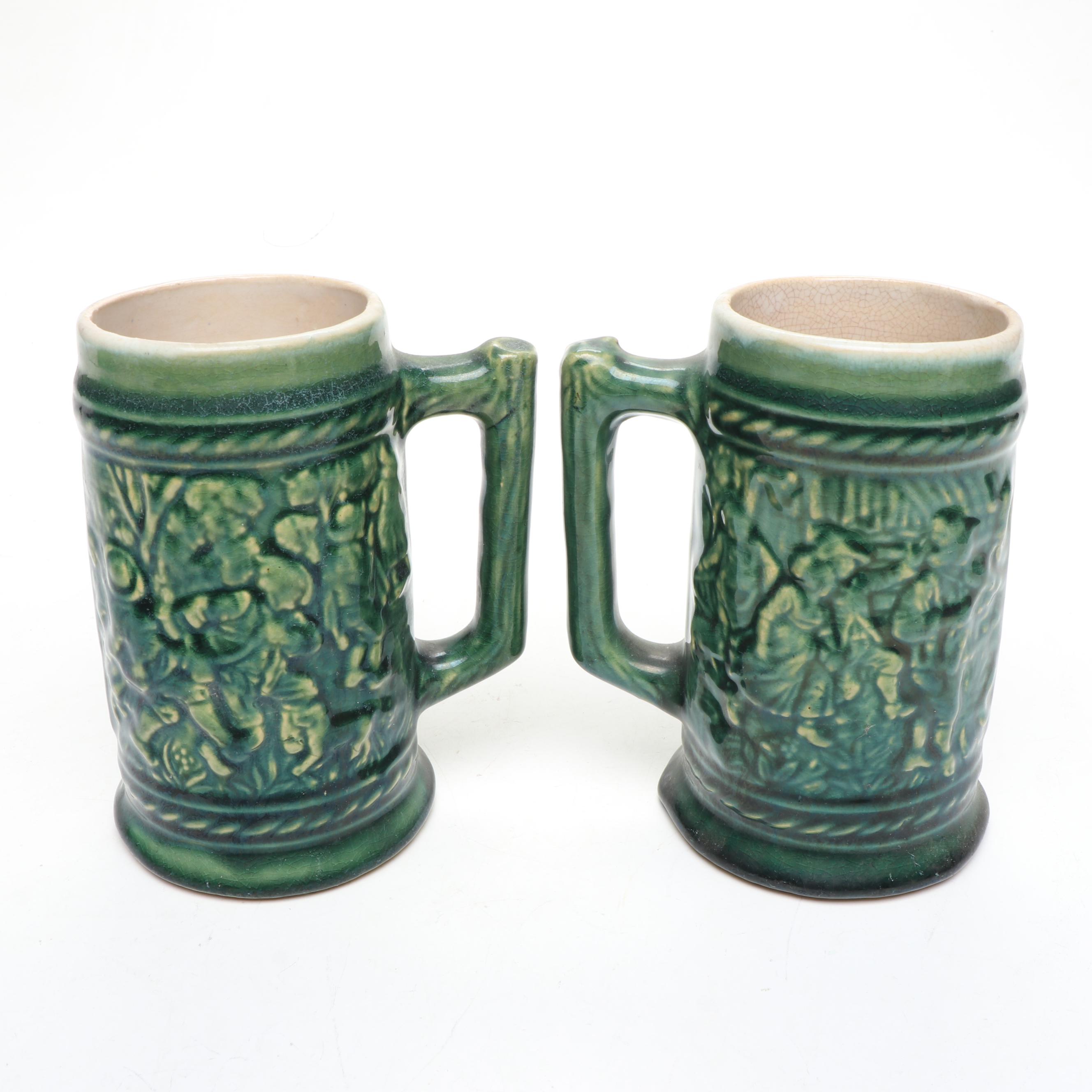 McCoy Majolica Tankard and Corn King Pitcher, Early to Mid-20th Century