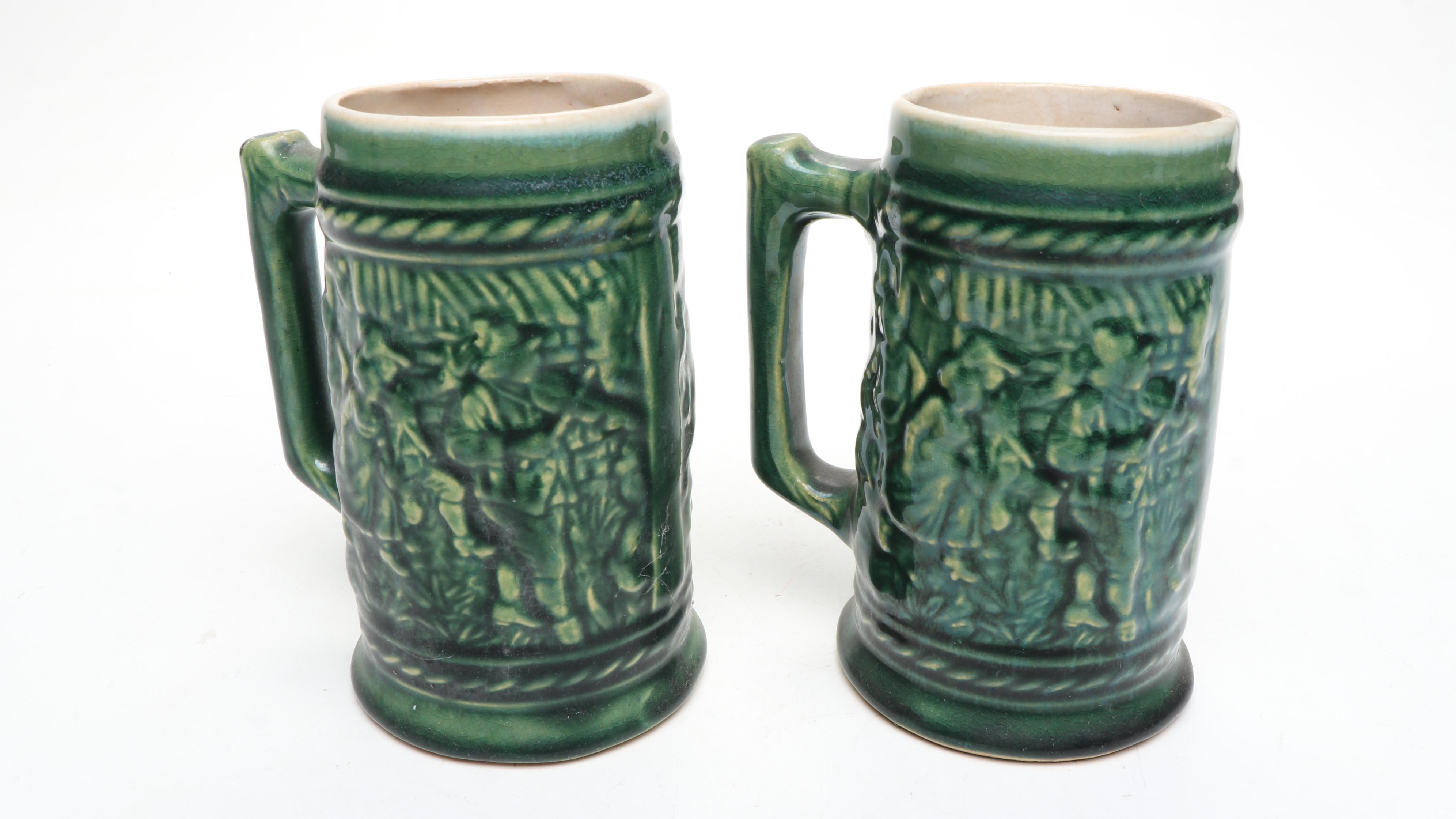 McCoy Majolica Tankard and Corn King Pitcher, Early to Mid-20th Century