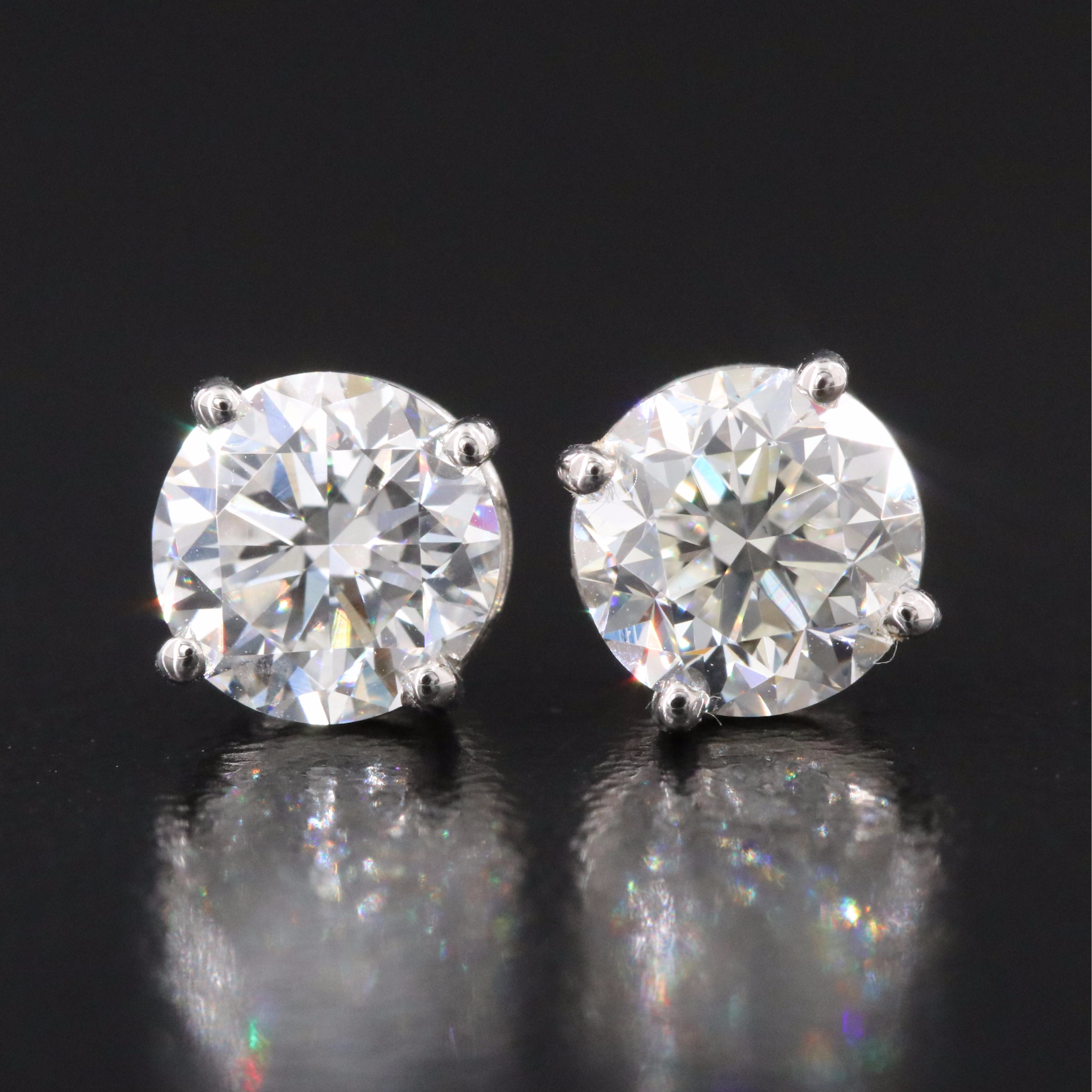 Platinum 2.00 CTW Diamond Stud Earrings with GIA Online and Physical Reports