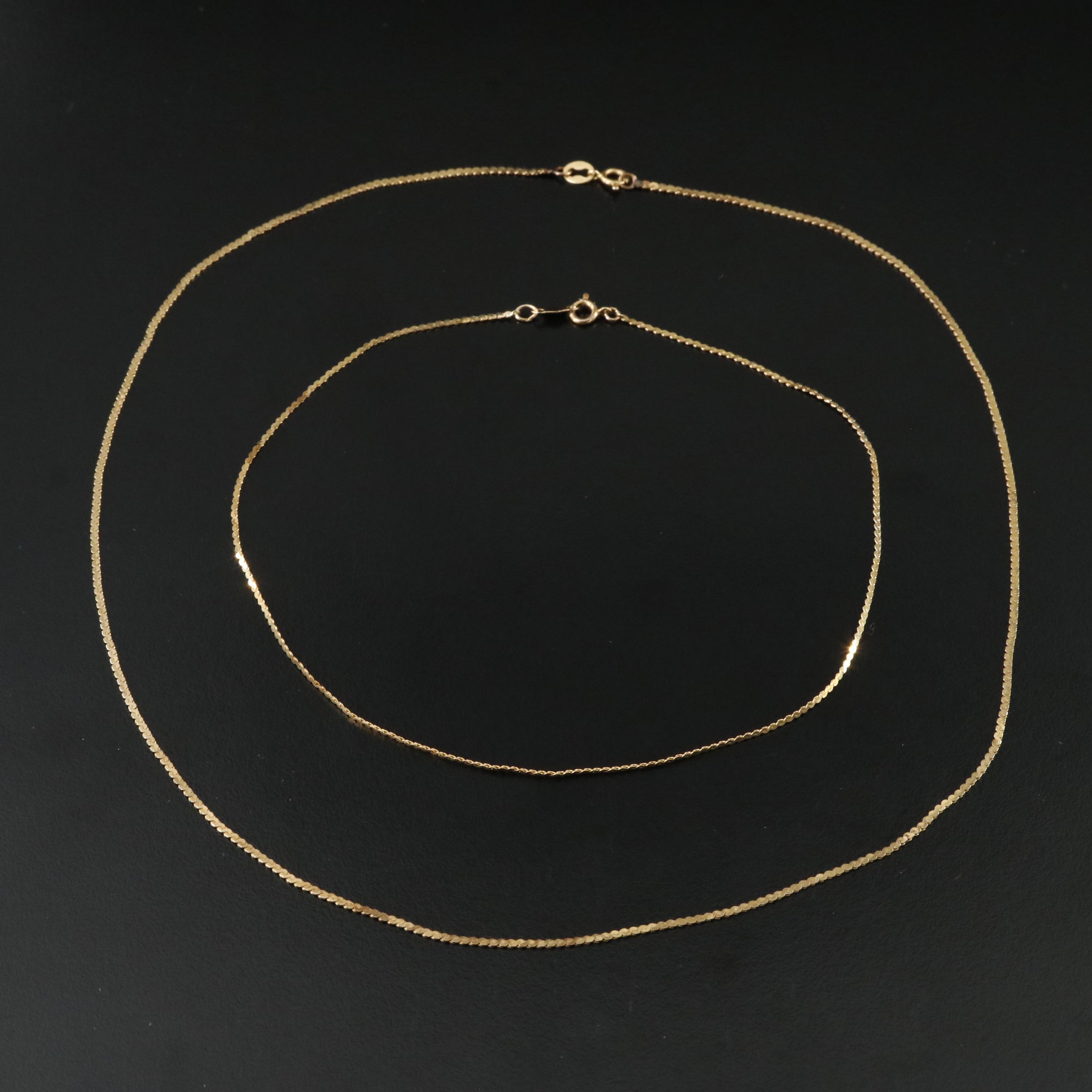 14K Serpentine Chain Necklace and Anklet