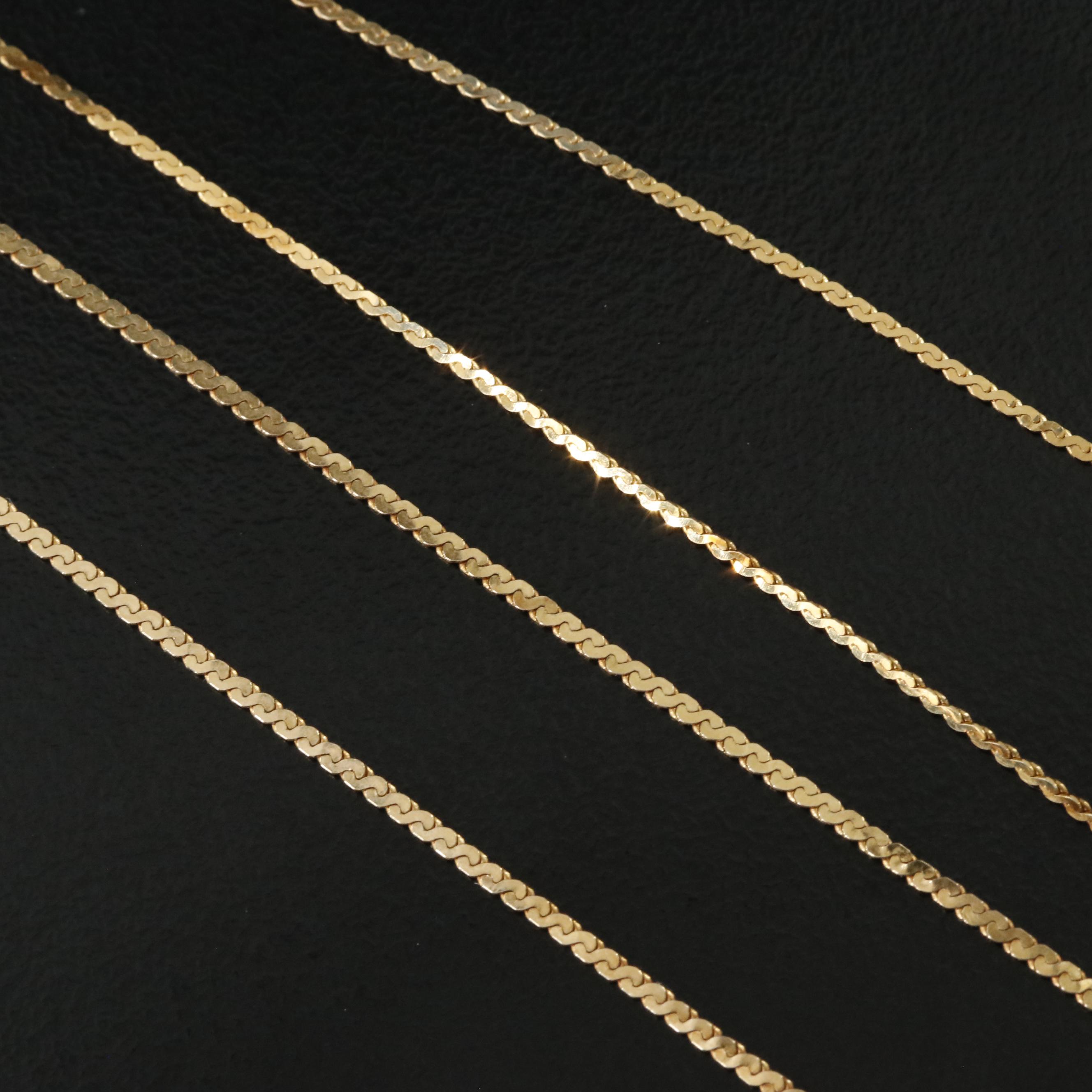 14K Serpentine Chain Necklace and Anklet