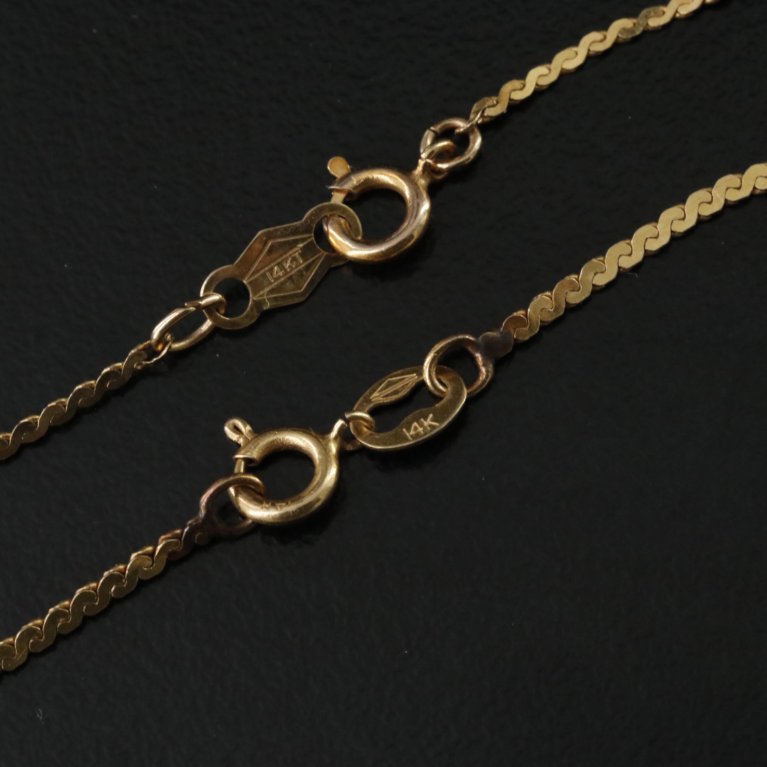 14K Serpentine Chain Necklace and Anklet