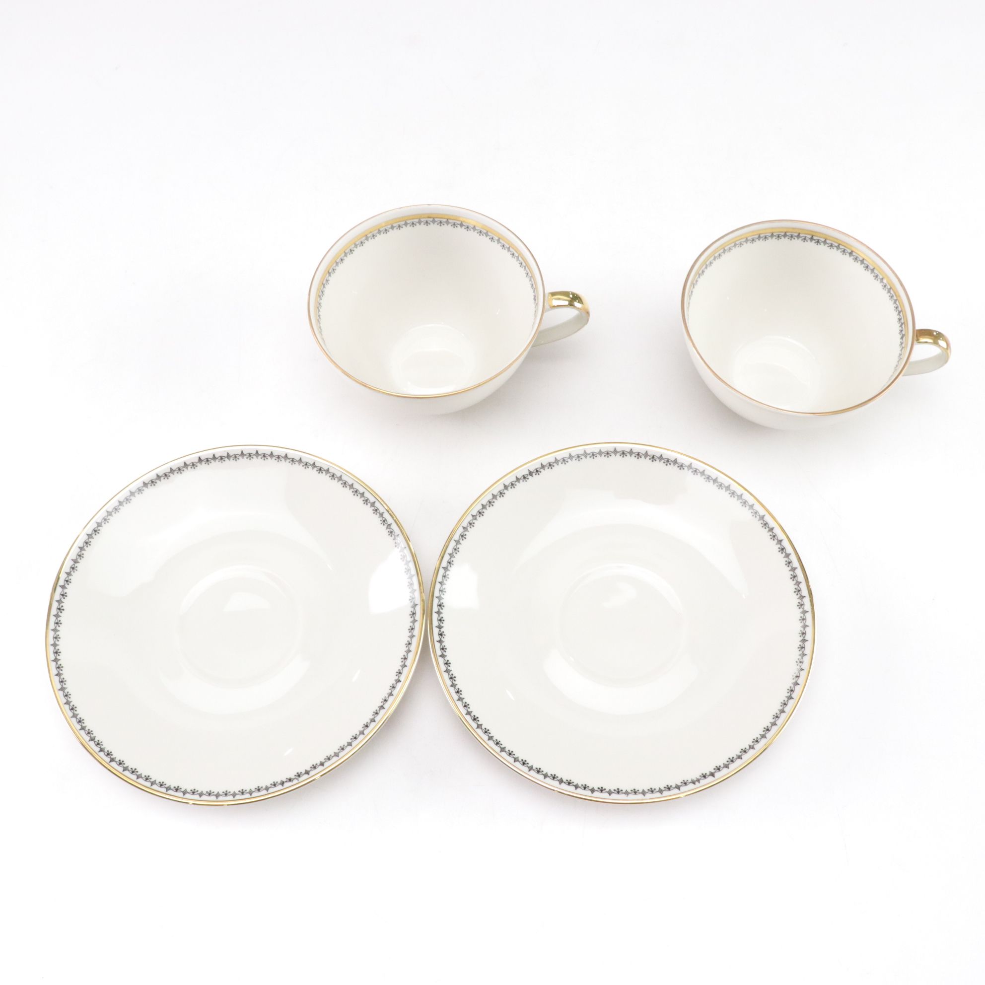 Bavarian Elfenbein Porzellan Gilt Porcelain Tea Set for Two