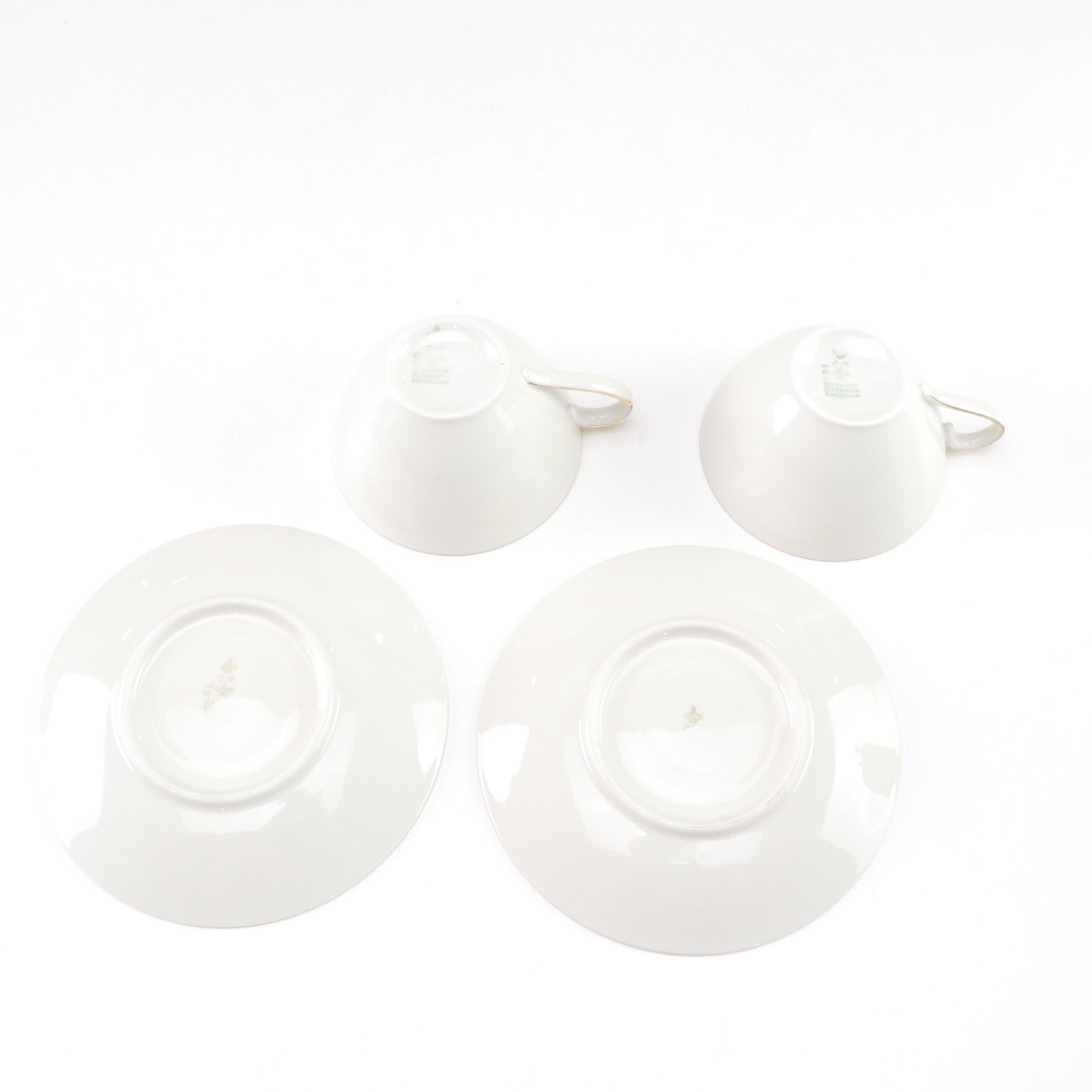 Bavarian Elfenbein Porzellan Gilt Porcelain Tea Set for Two