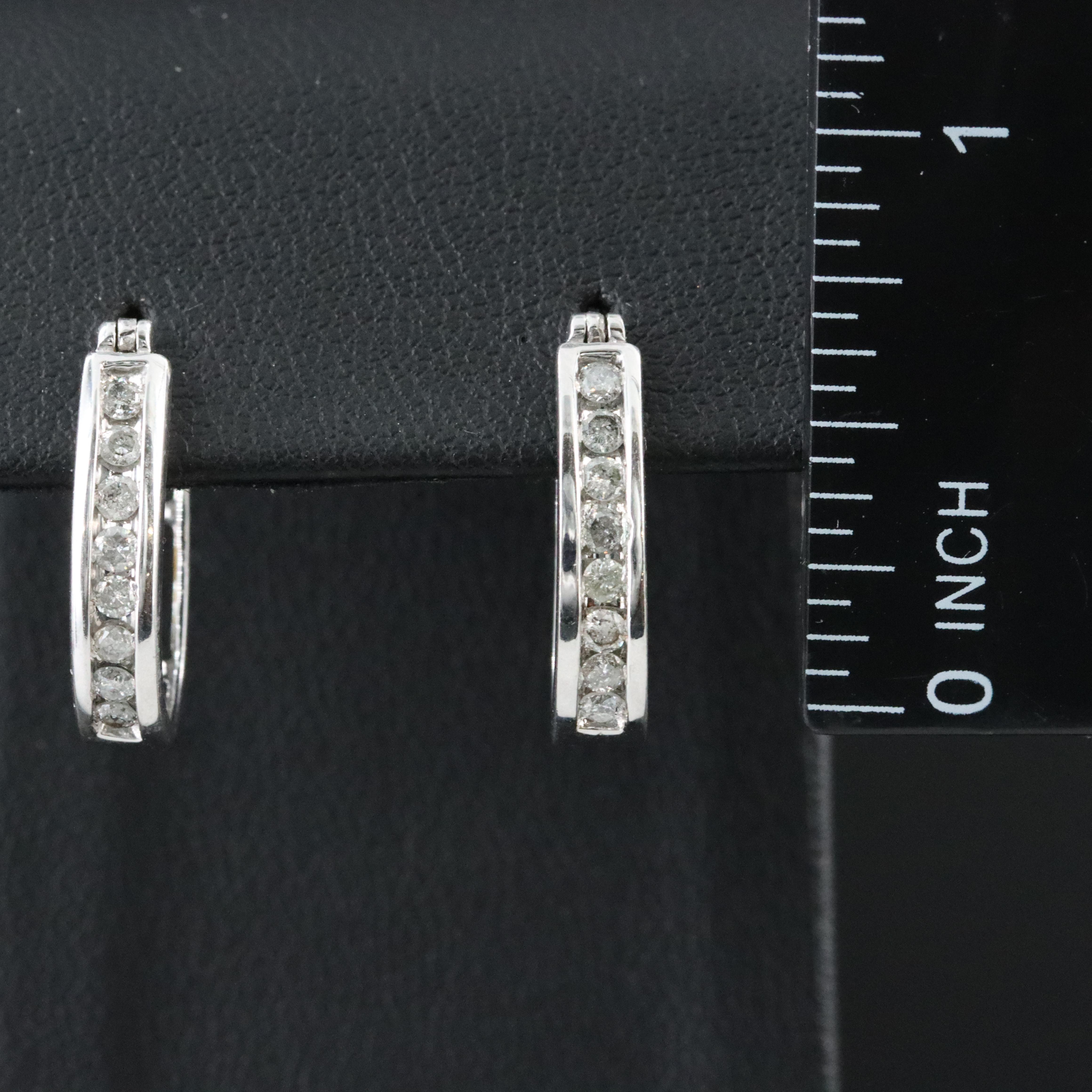 10K 0.46 CTW Diamond Hoop Earrings