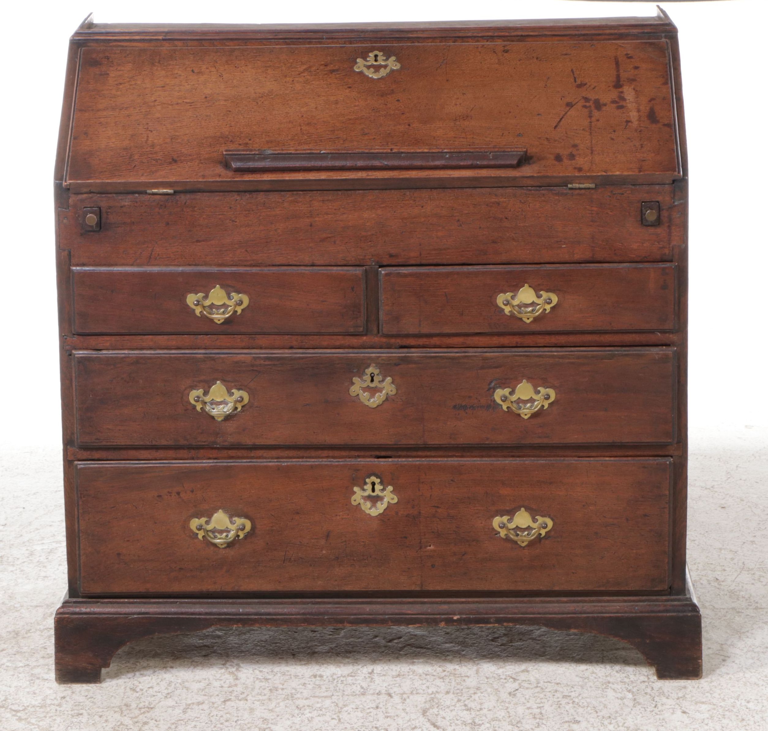 Antique Georgian Style Oak Slant-Front Secretary Desk