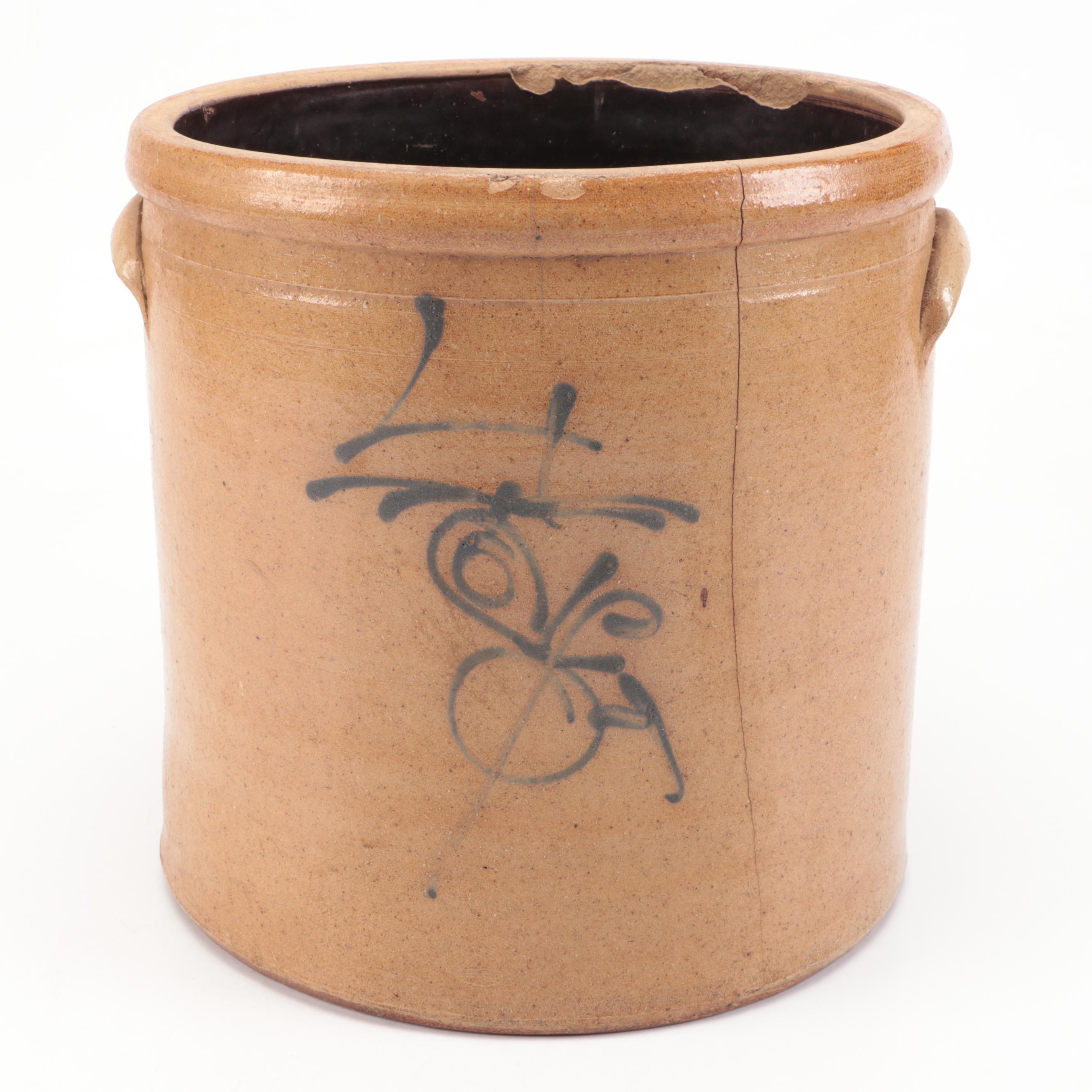 Red Wing Four Gallon Crock with Cobalt Bee Sting Design and Stoneware