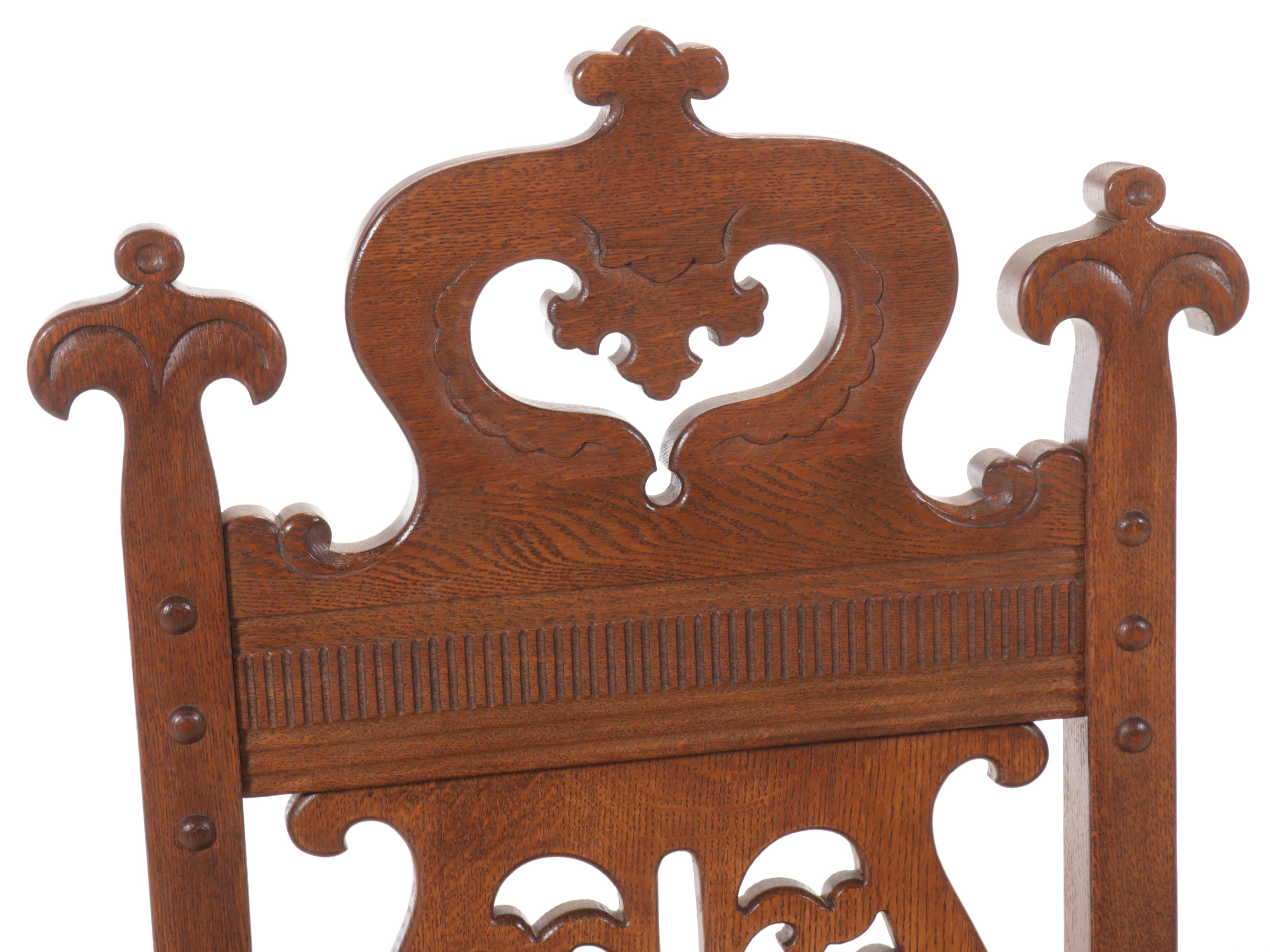 Baroque Style Carved Oak Chair with Under Seat Storage, 20th Century