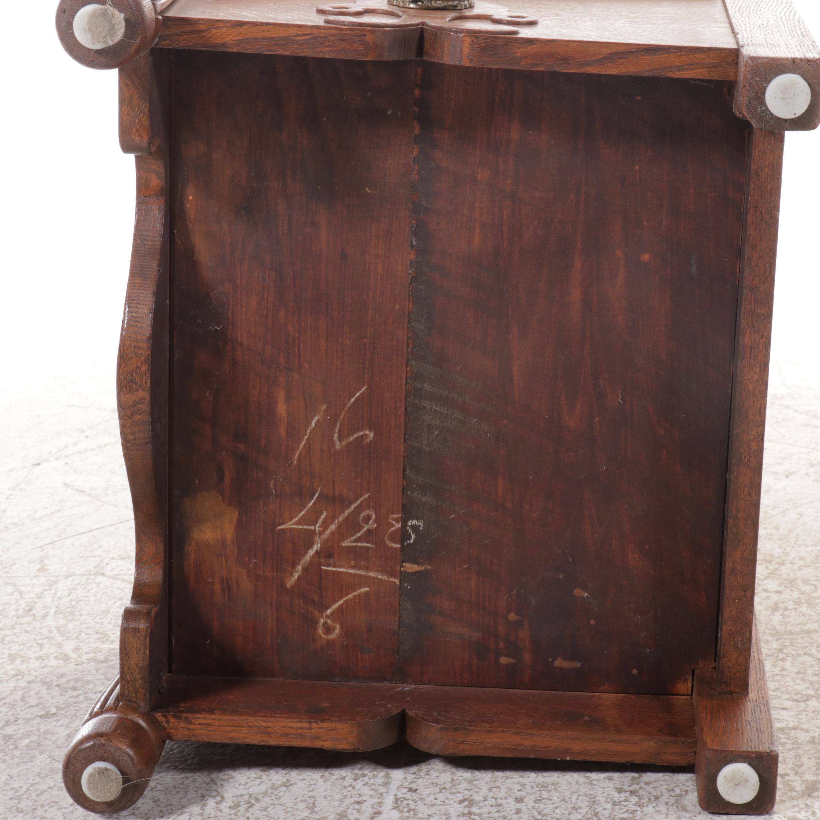 Baroque Style Carved Oak Chair with Under Seat Storage, 20th Century
