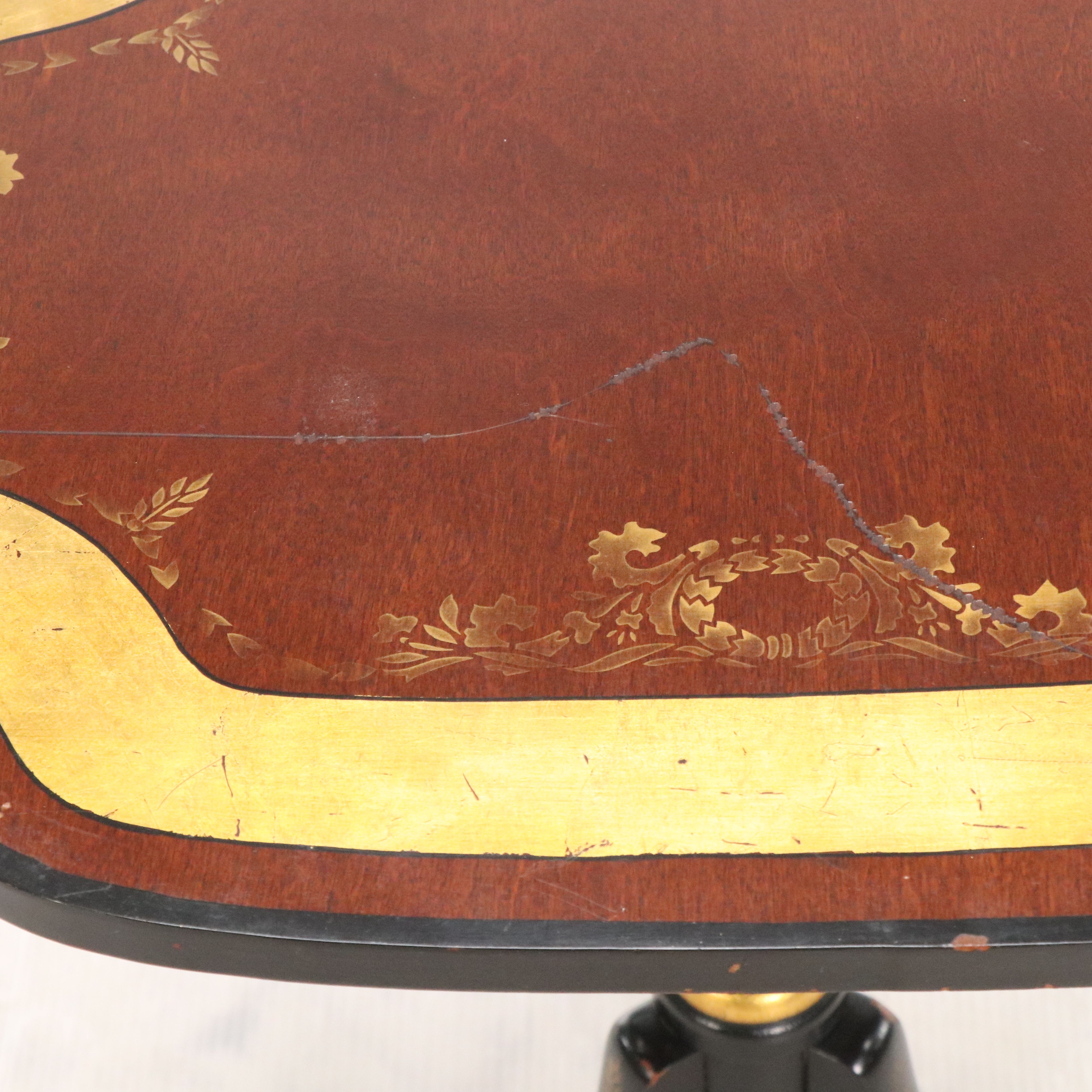 Regency Style Stencil-Decorated and Parcel-Painted Wood Stand, 20th Century