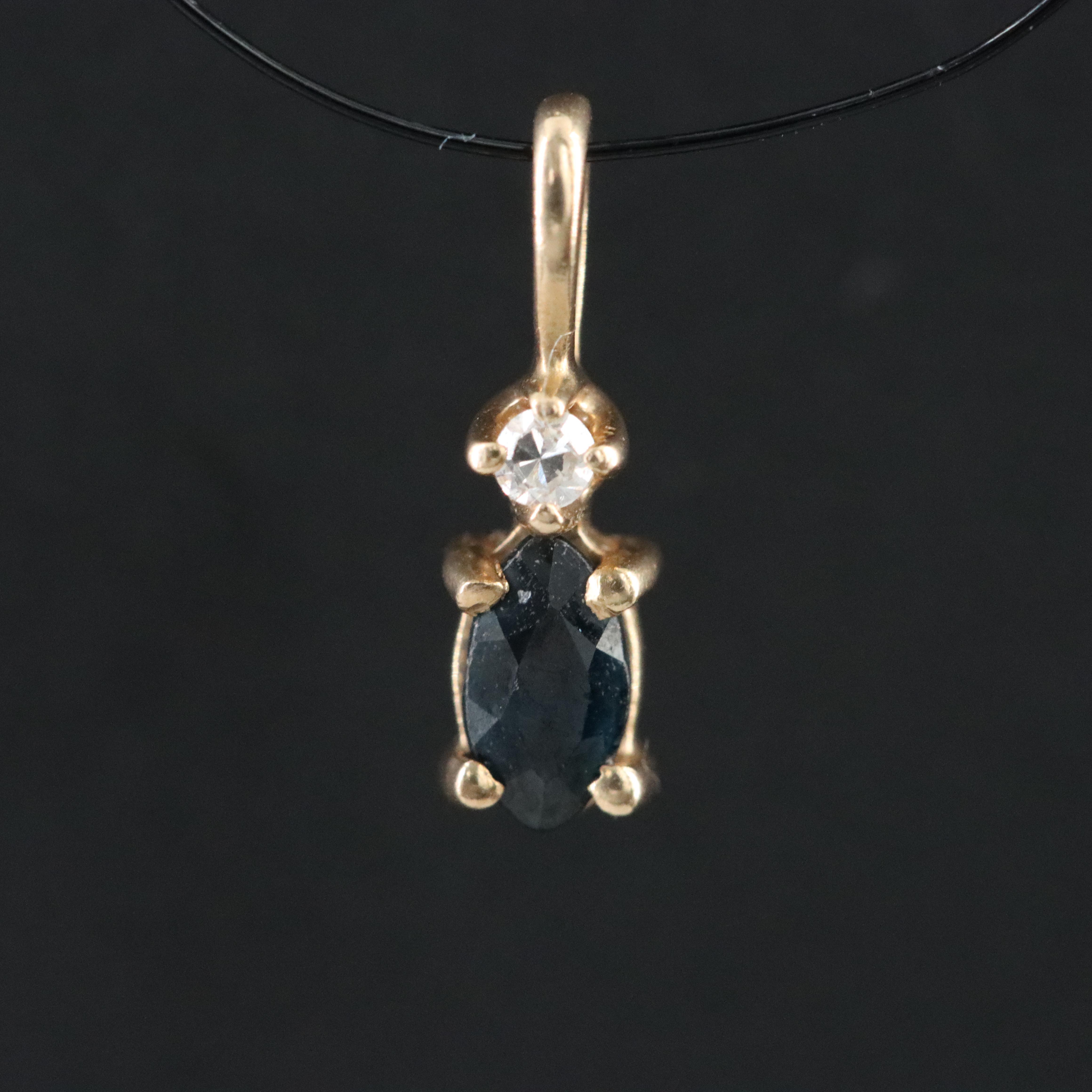 14K Sapphire and Diamond Pendant
