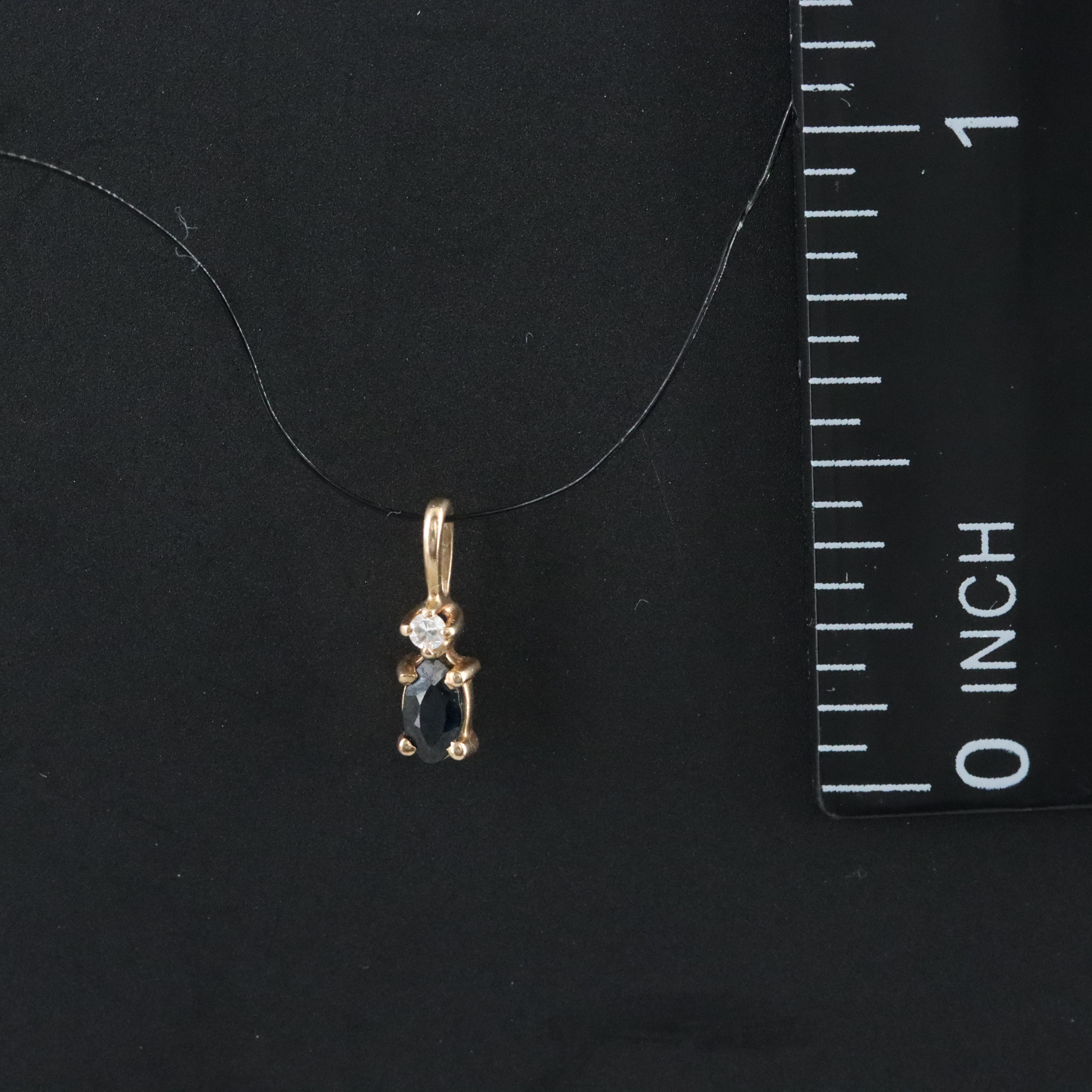 14K Sapphire and Diamond Pendant
