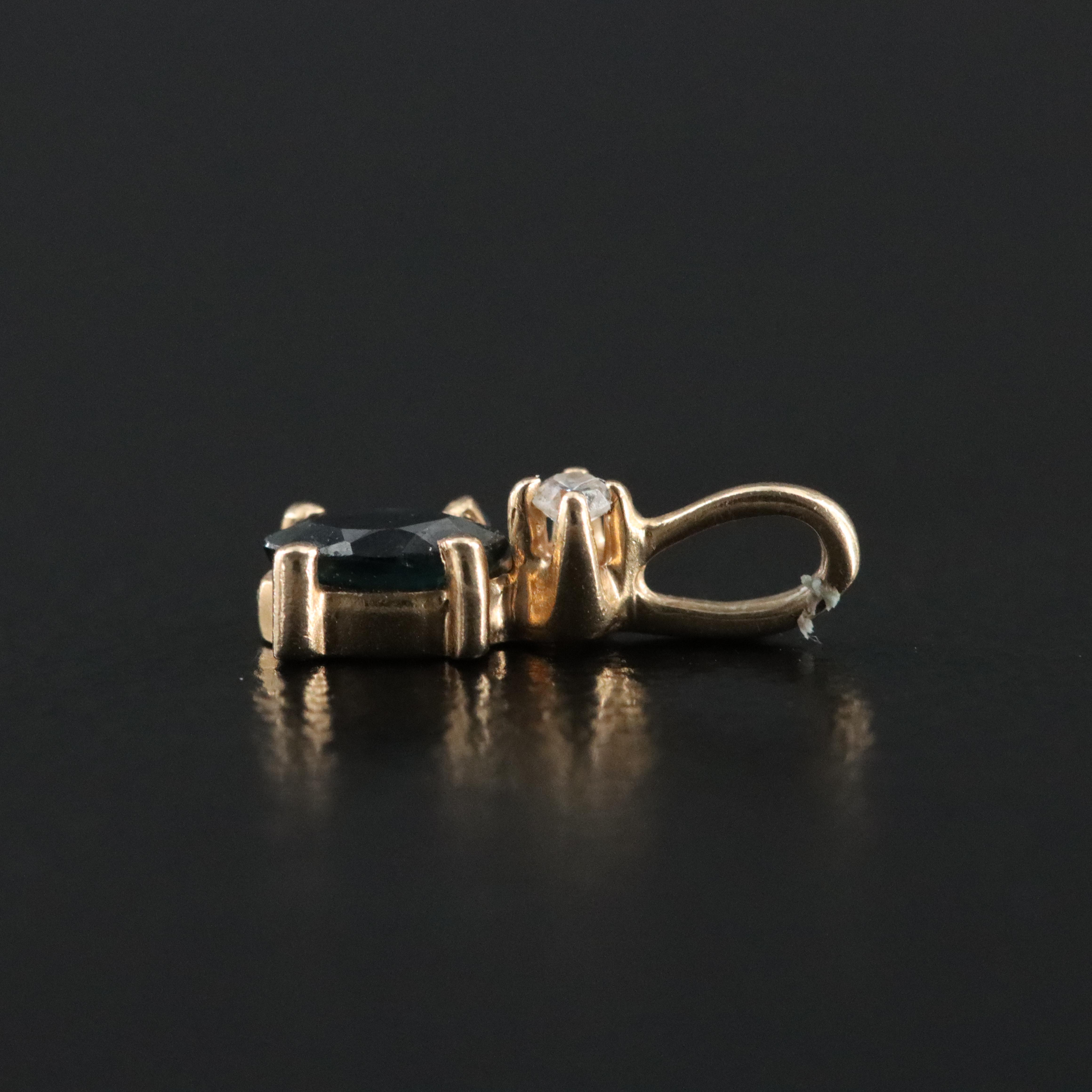 14K Sapphire and Diamond Pendant