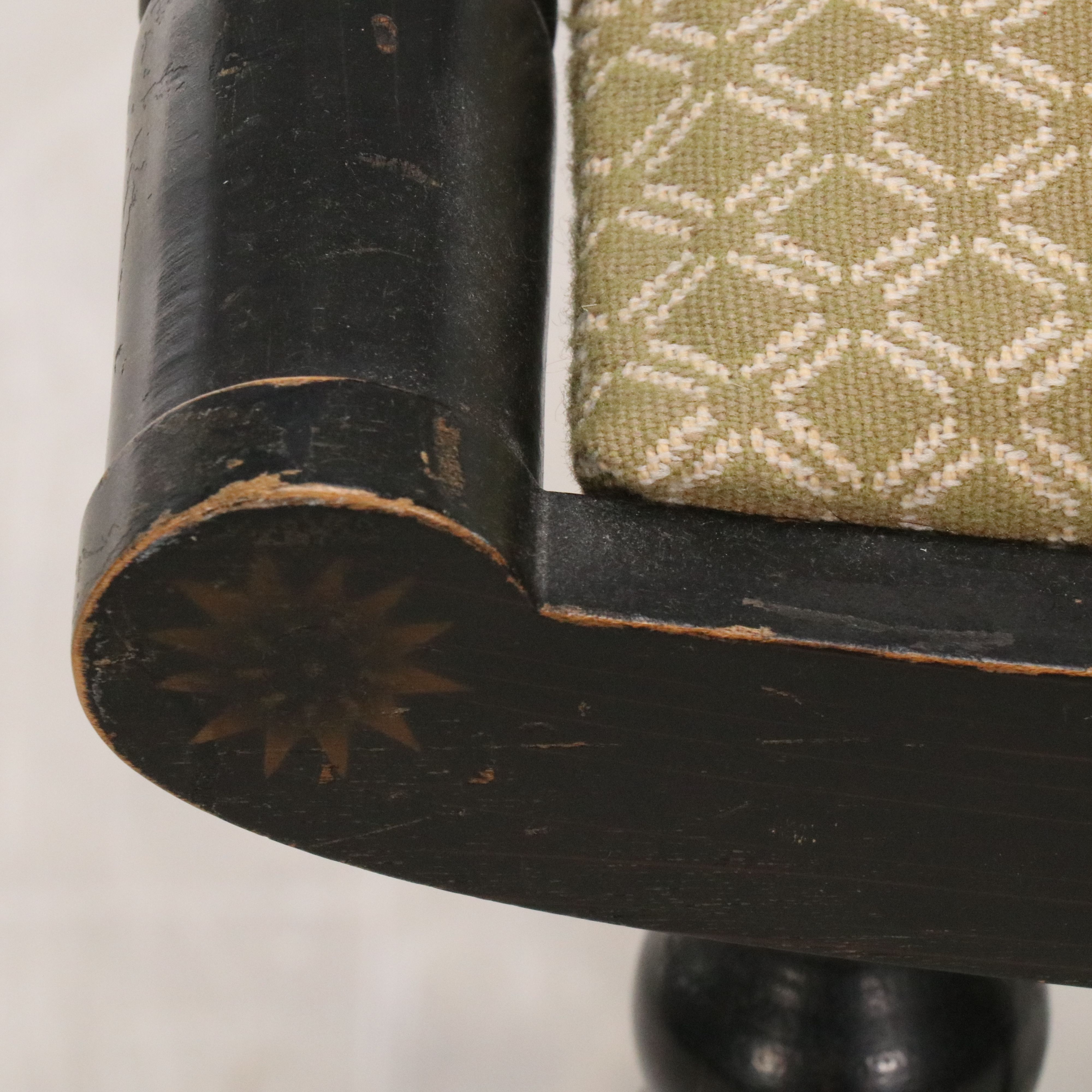 Regency Style Stencil-Decorated Wood Stool, 20th Century