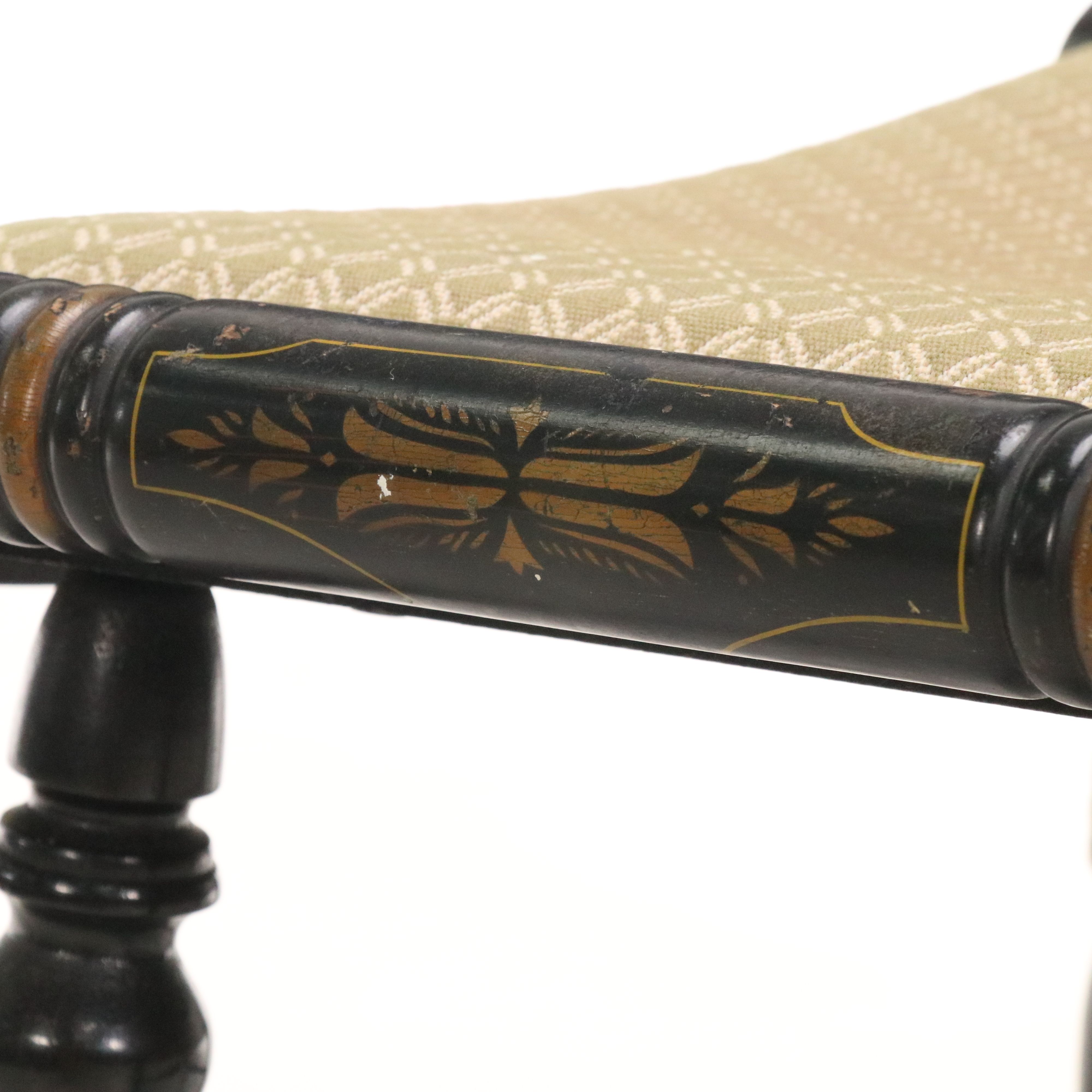 Regency Style Stencil-Decorated Wood Stool, 20th Century