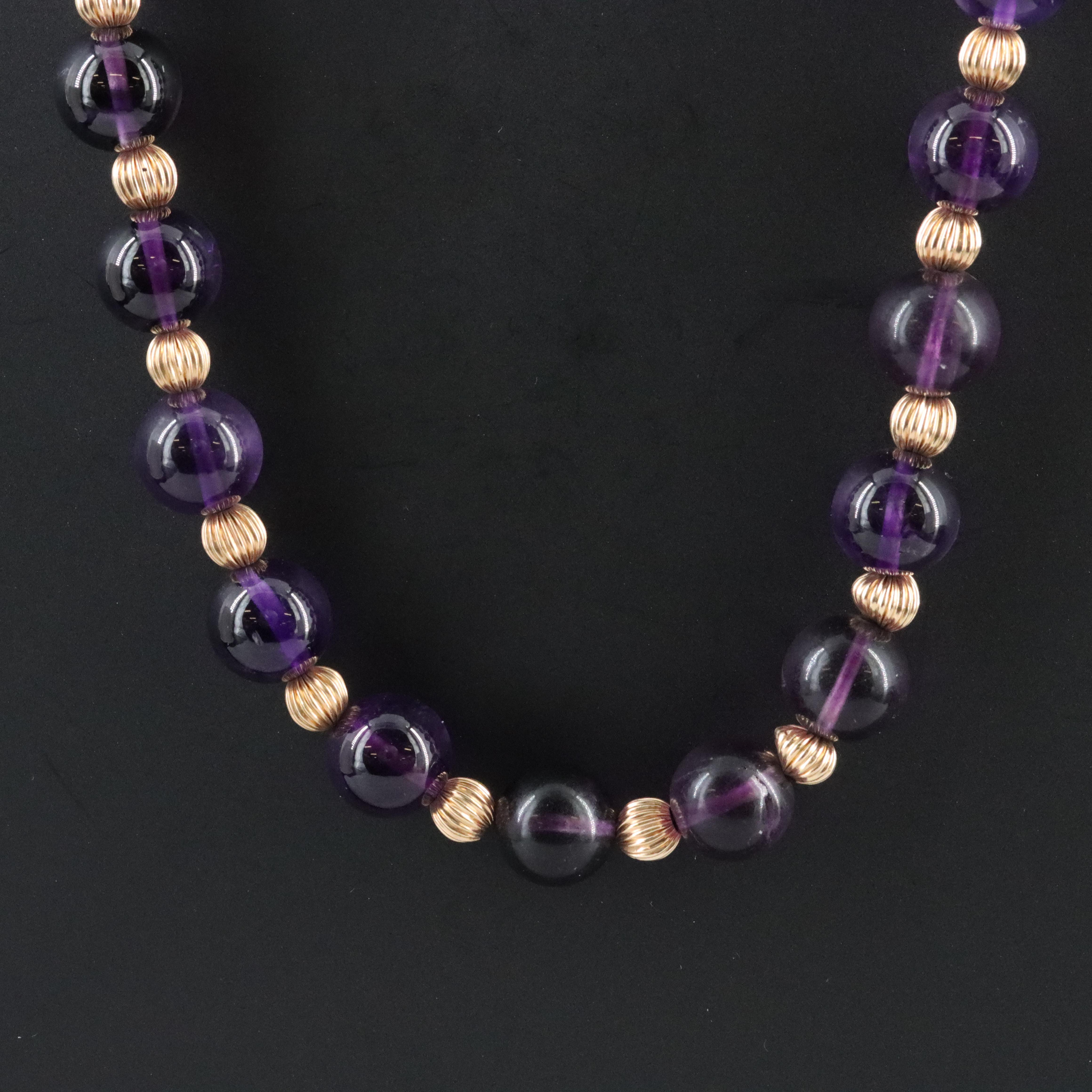 14K Amethyst Beaded Necklace
