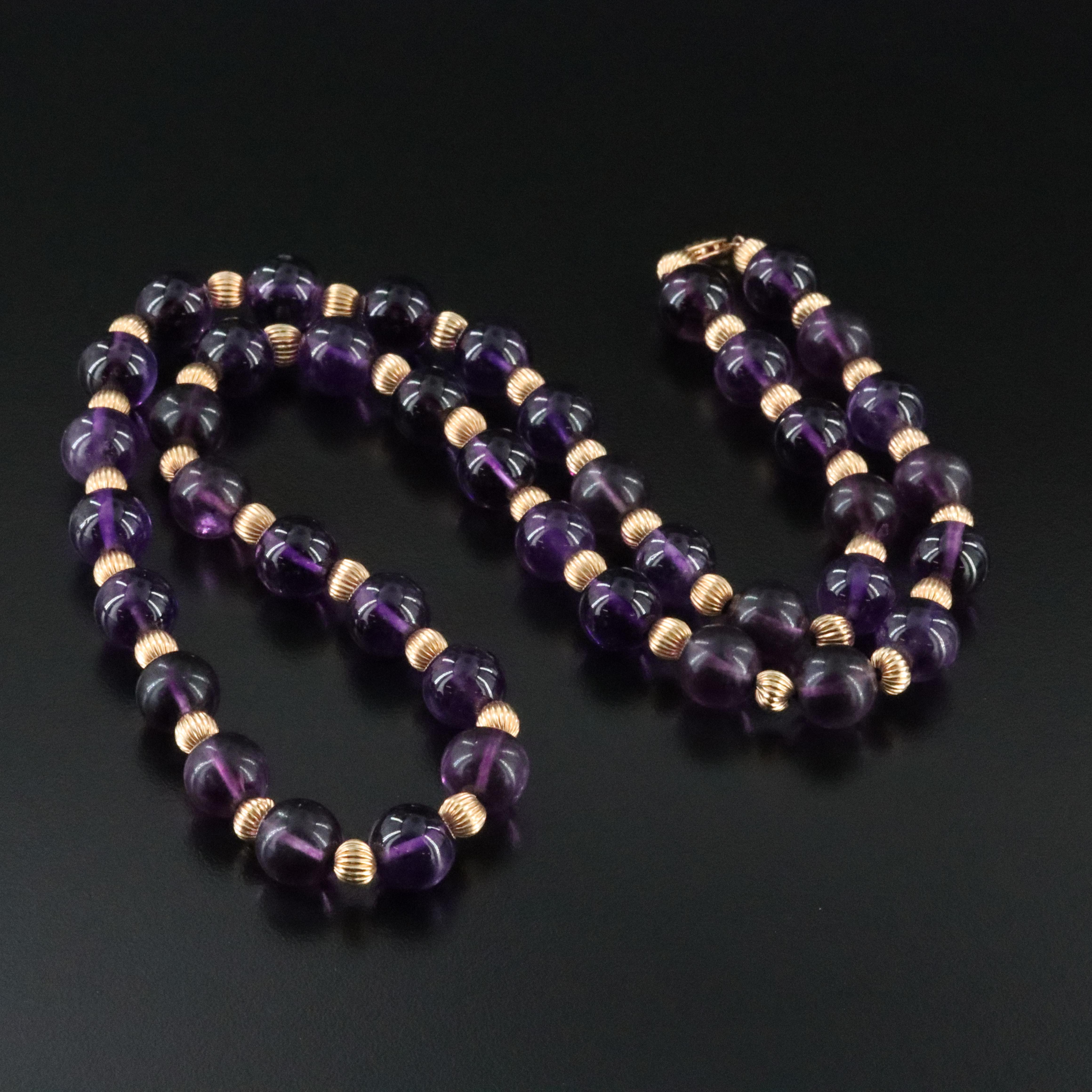 14K Amethyst Beaded Necklace