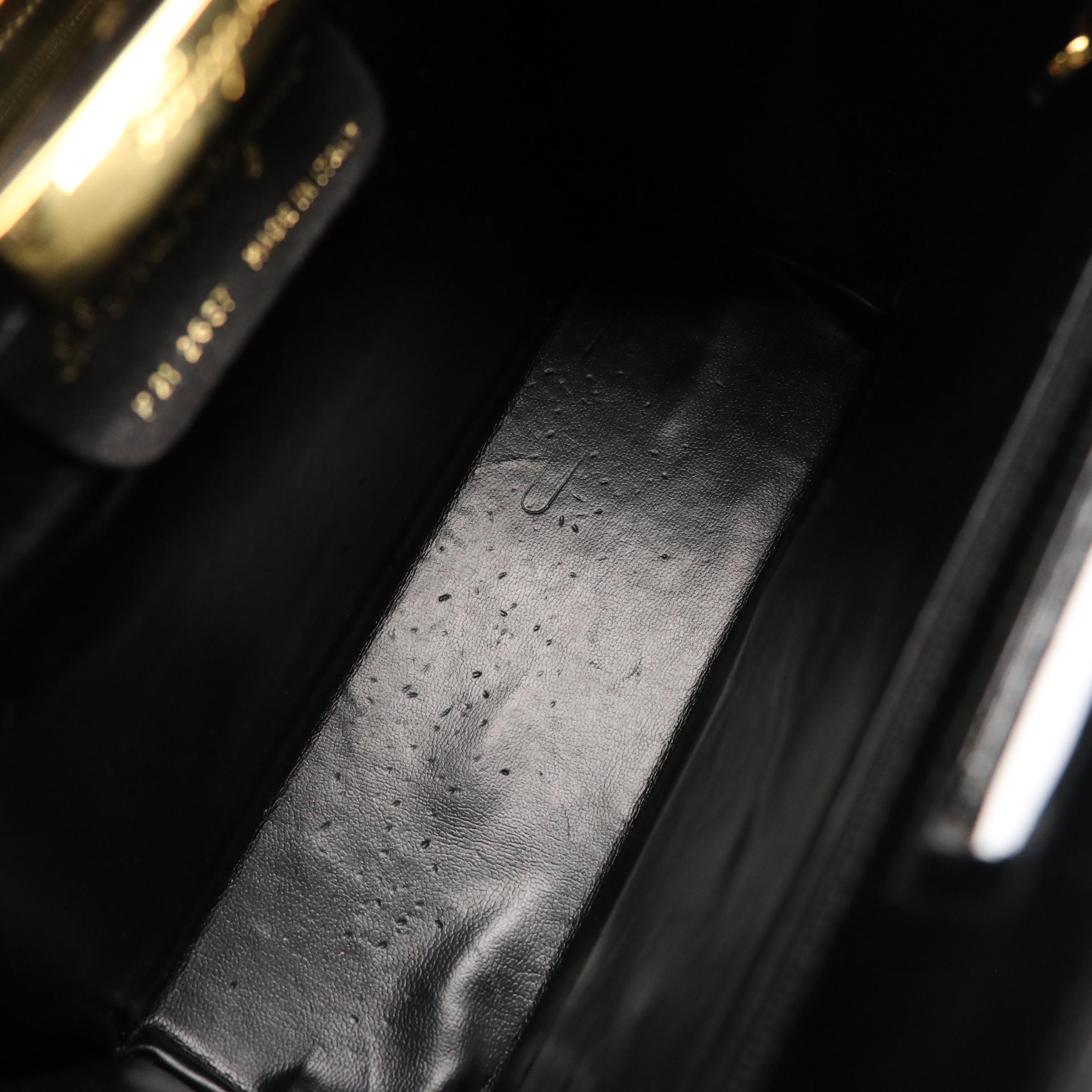 Salvatore Ferragamo Black Leather Gold Chain Crossbody