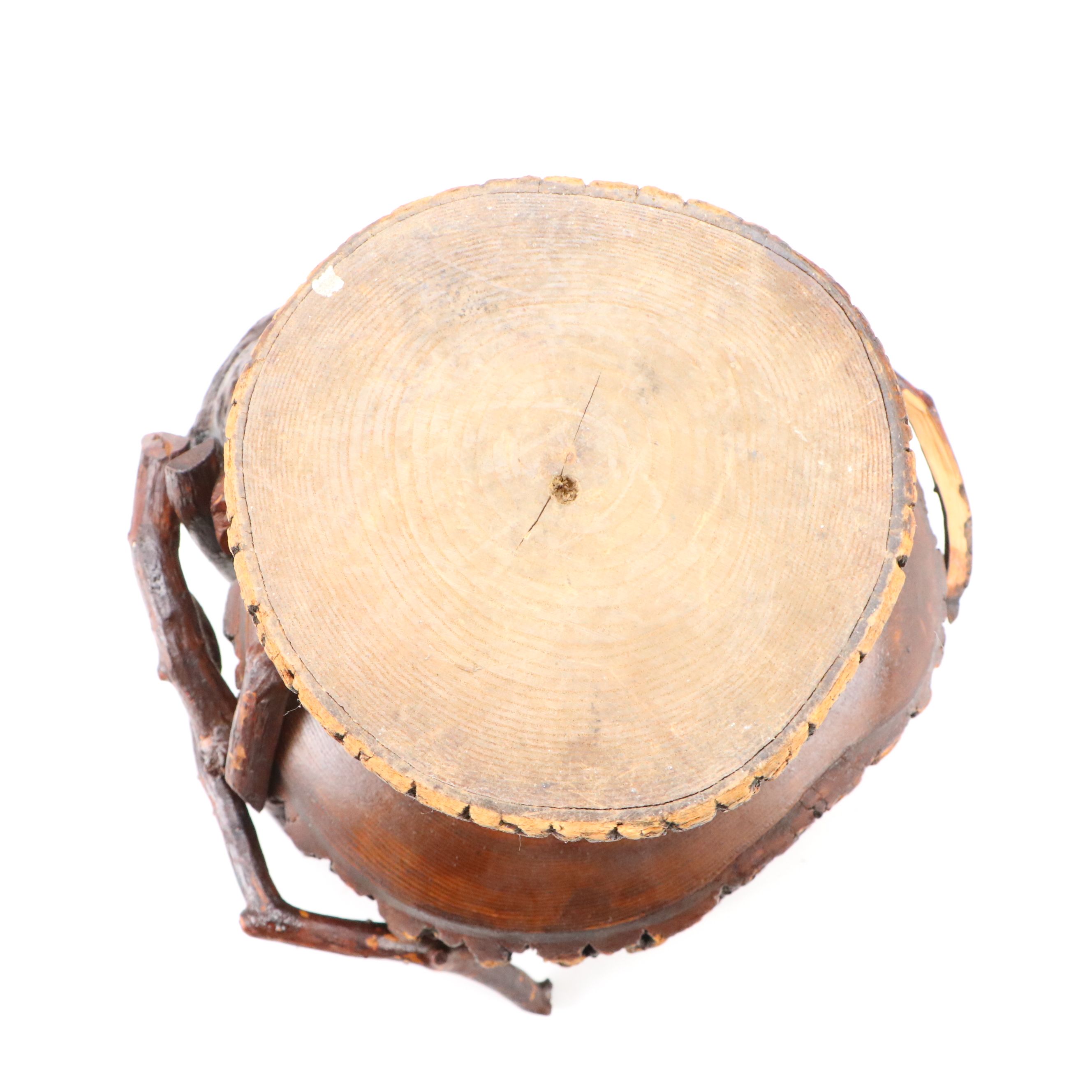 Handcrafted Pine Trunk with Bark Edge and Conk Pedestal Bowl